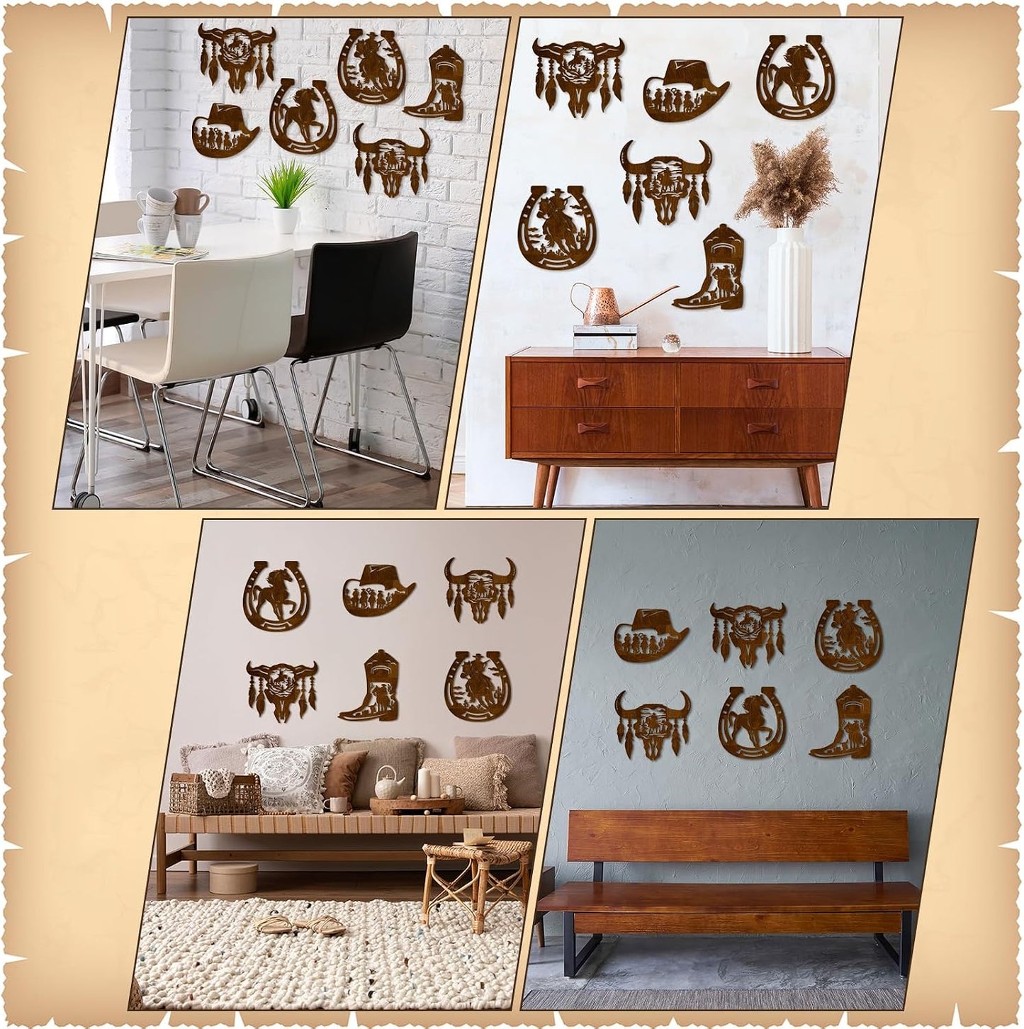 Western Wall Decor Wood Wall Art Rustic Hat Boot Saddle Deer Bear in the / Brown / Cowboy / Set of 6