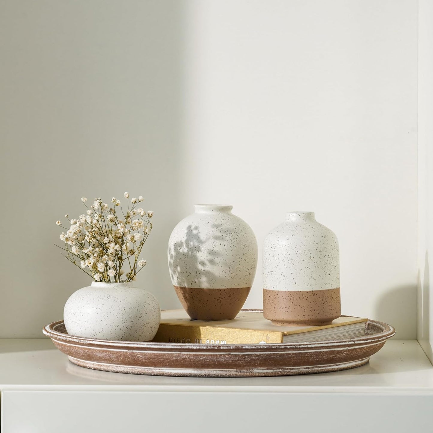 Ceramic Vase / Vases Home Decor Rustic Farmhouse Decor / Beige&brown / Set of 3