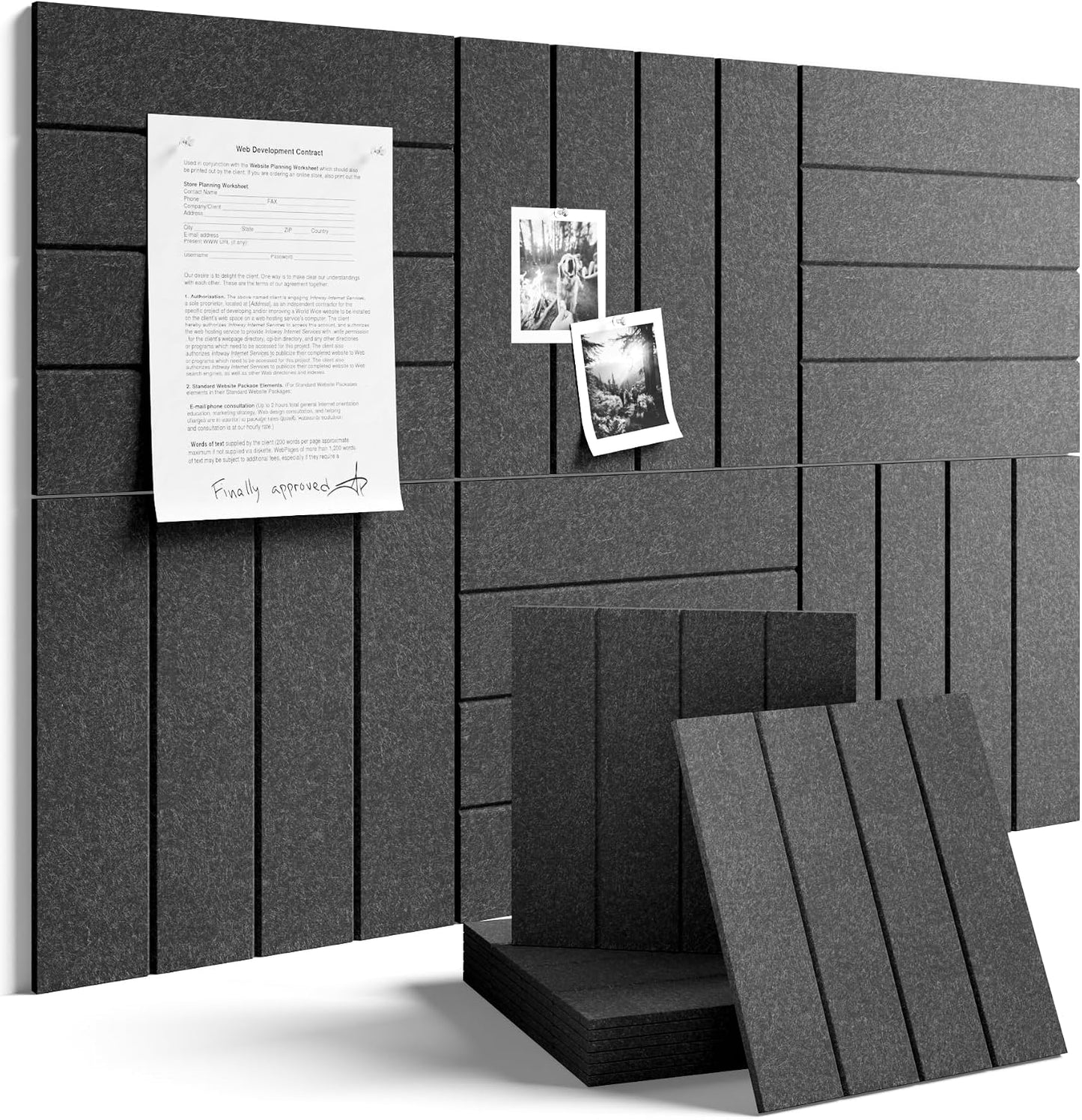 Fluxynara 36" x 24" Large Felt Bulletin Board, Charcoal Gray