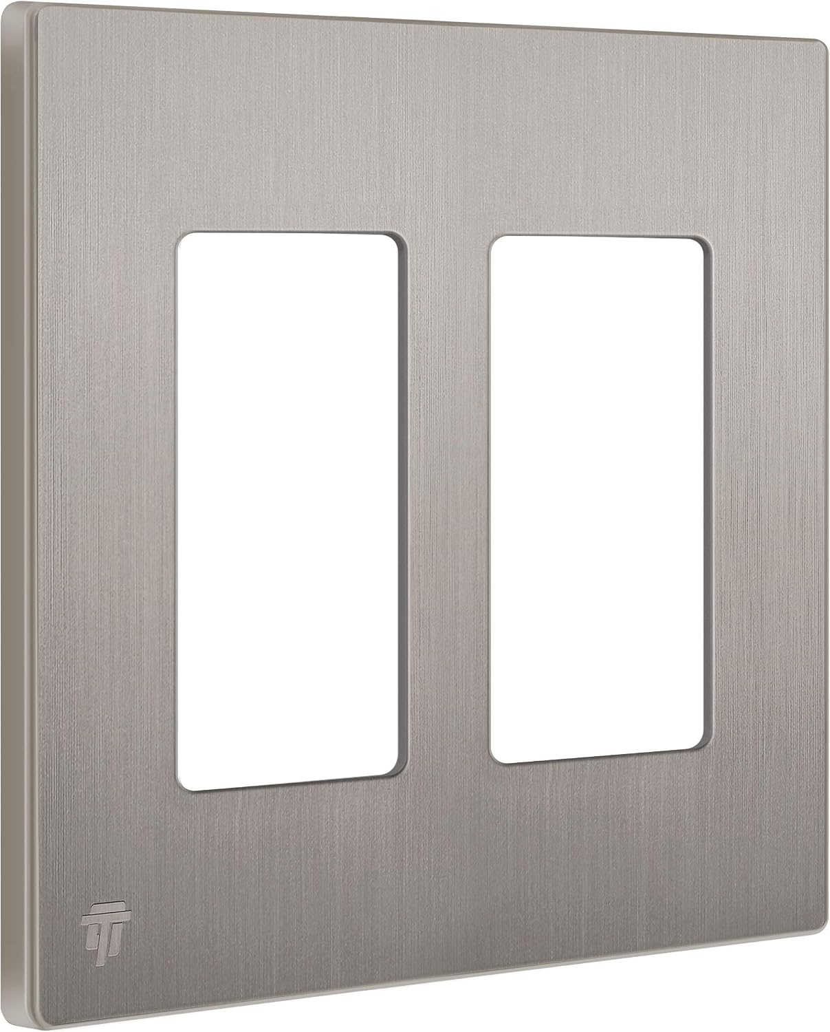 ENERLITES 2-Gang Brushed Nickel Screwless Decorator Wall Plate Outlet Cover | 10 Pack, Size 4.68" x 4.73", Fits light