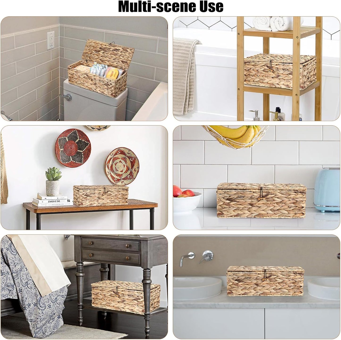 Wicker Storage Basket / Lid Rectangle Wicker Basket