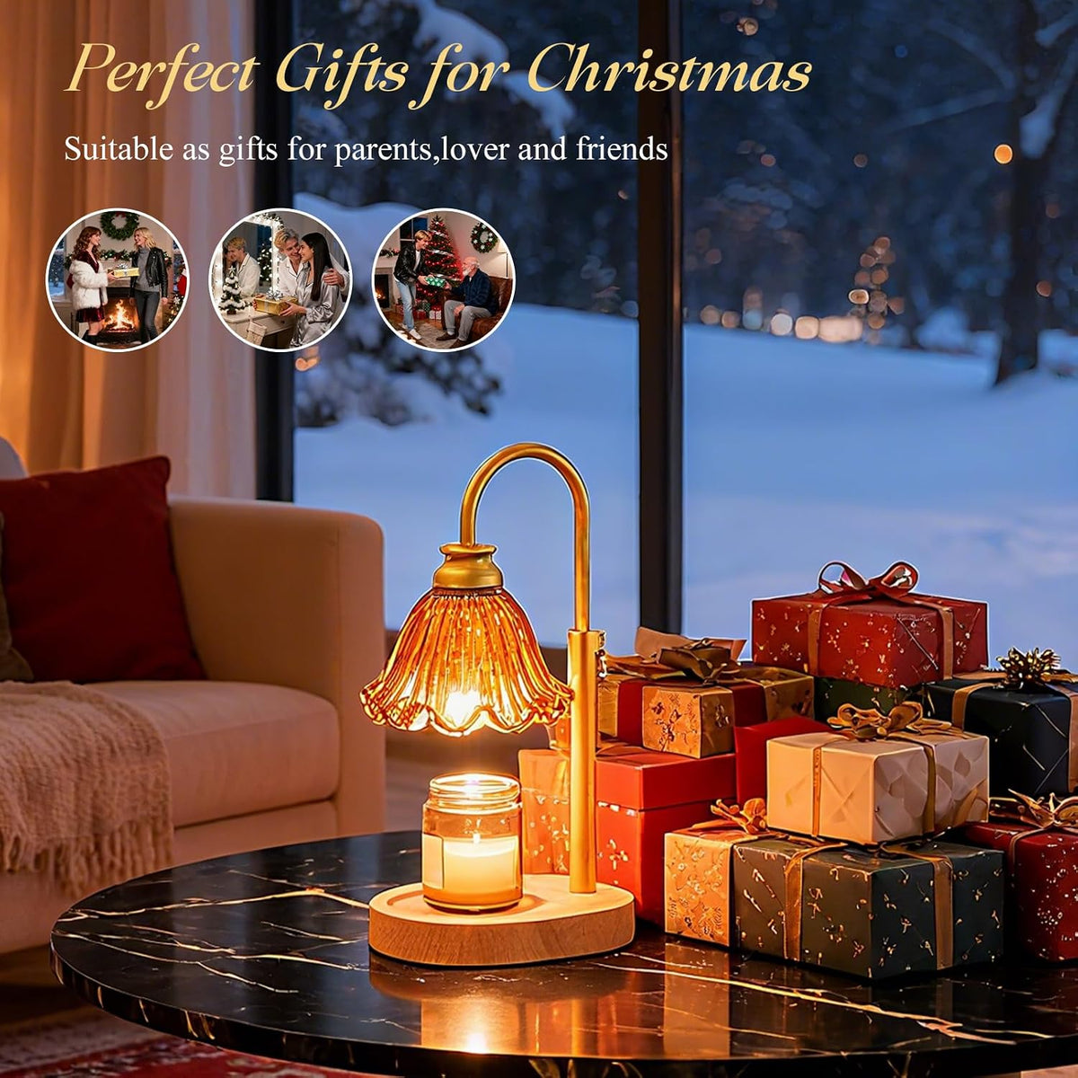 Flower Candle Warmer Lamp with Timer & 4-Level Dimmer, Adjustable Height | Flameless Electric Wax Warmer for Jar