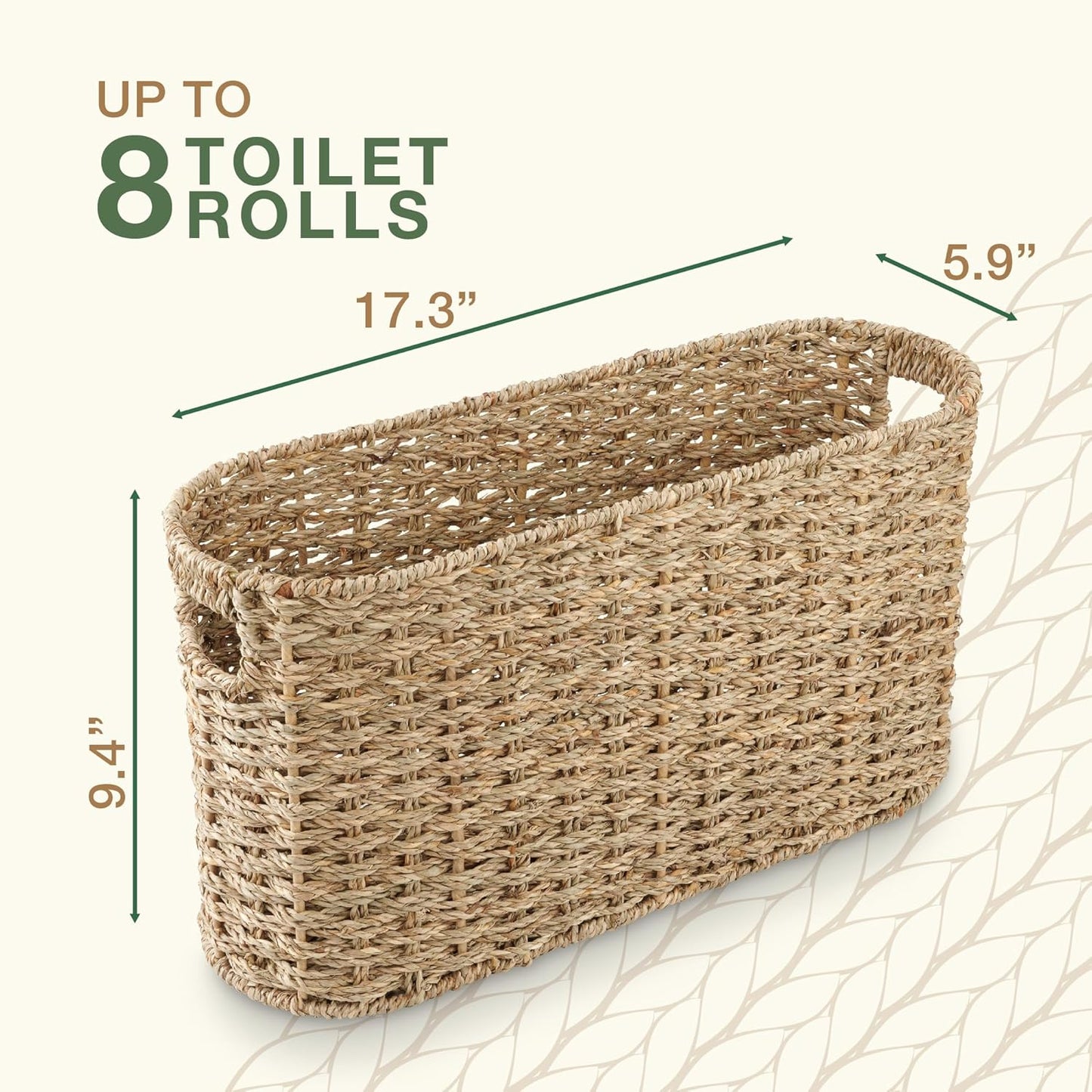 Seagrass Toilet Paper Storage Basket / Natural Seagrass / 6 Mega Rolls