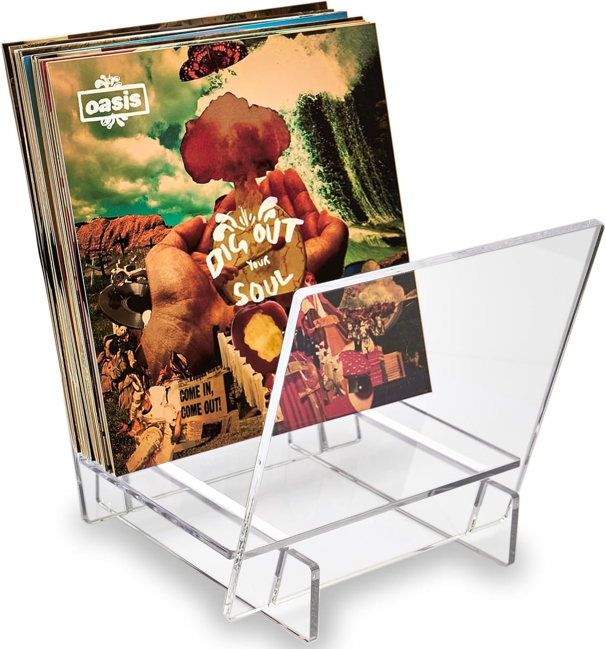 Honygebia Acrylic Vinyl Record Holder, Storing Collection of 40 Premium LPs | V-Shaped Vinyl Record Racks, Fully