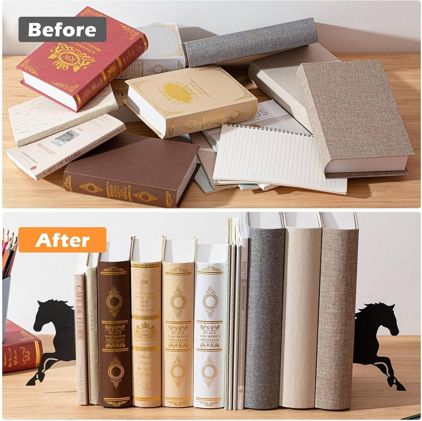 Horse Metal Bookends / Black