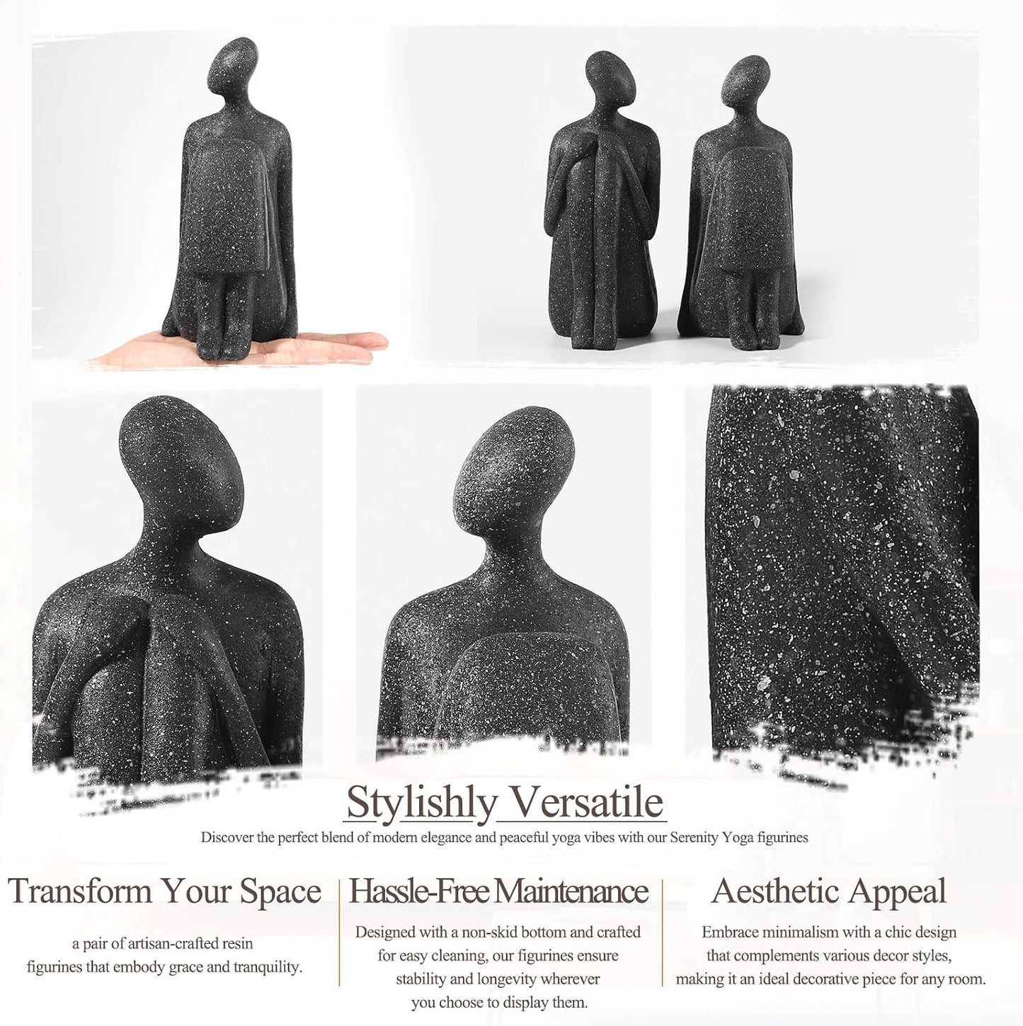 Yoga Decorative Bookends / Artisanal Resin Figurines
