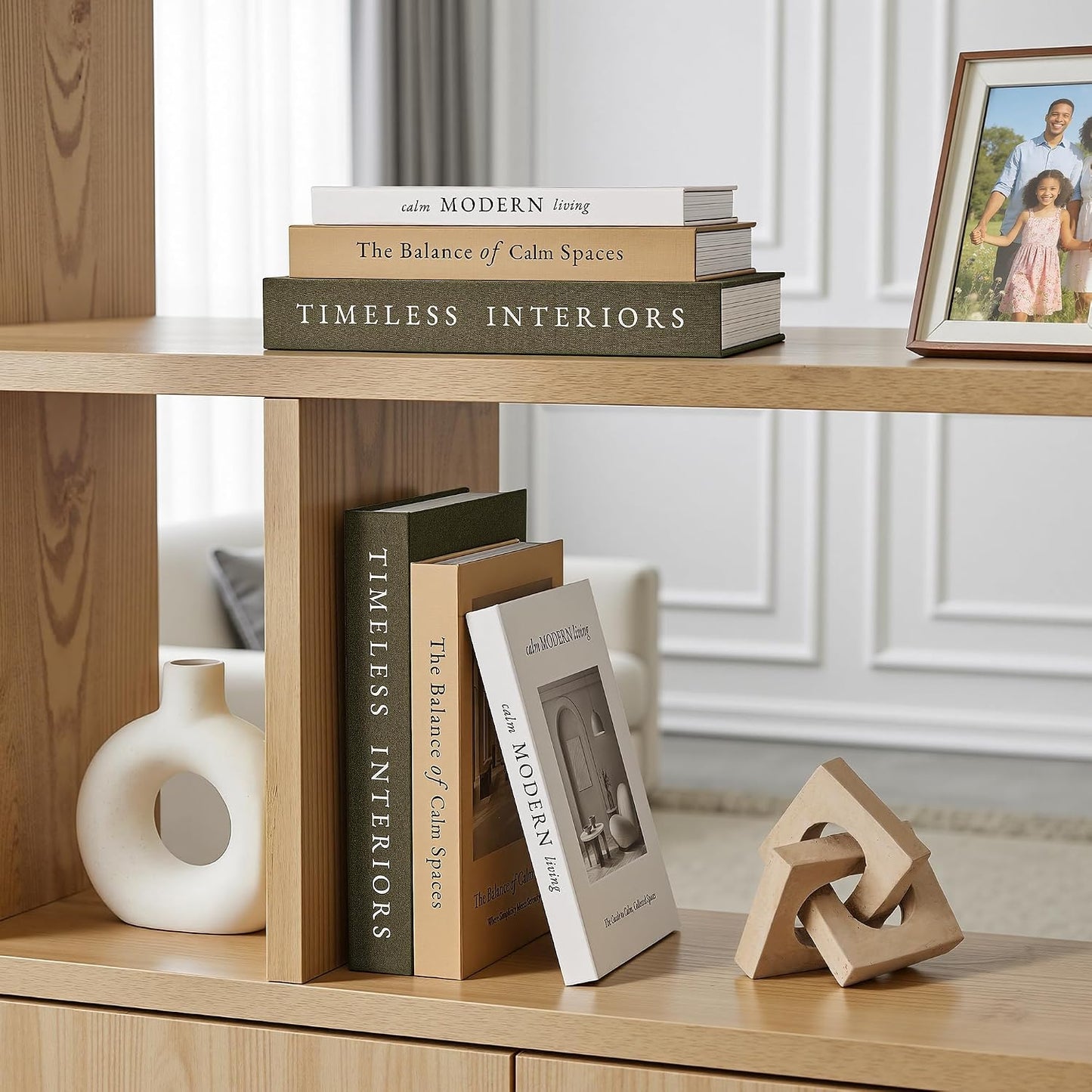 Decorative Books / Stackable Fake Books / Olive Green-beige-apricot / Set of 3
