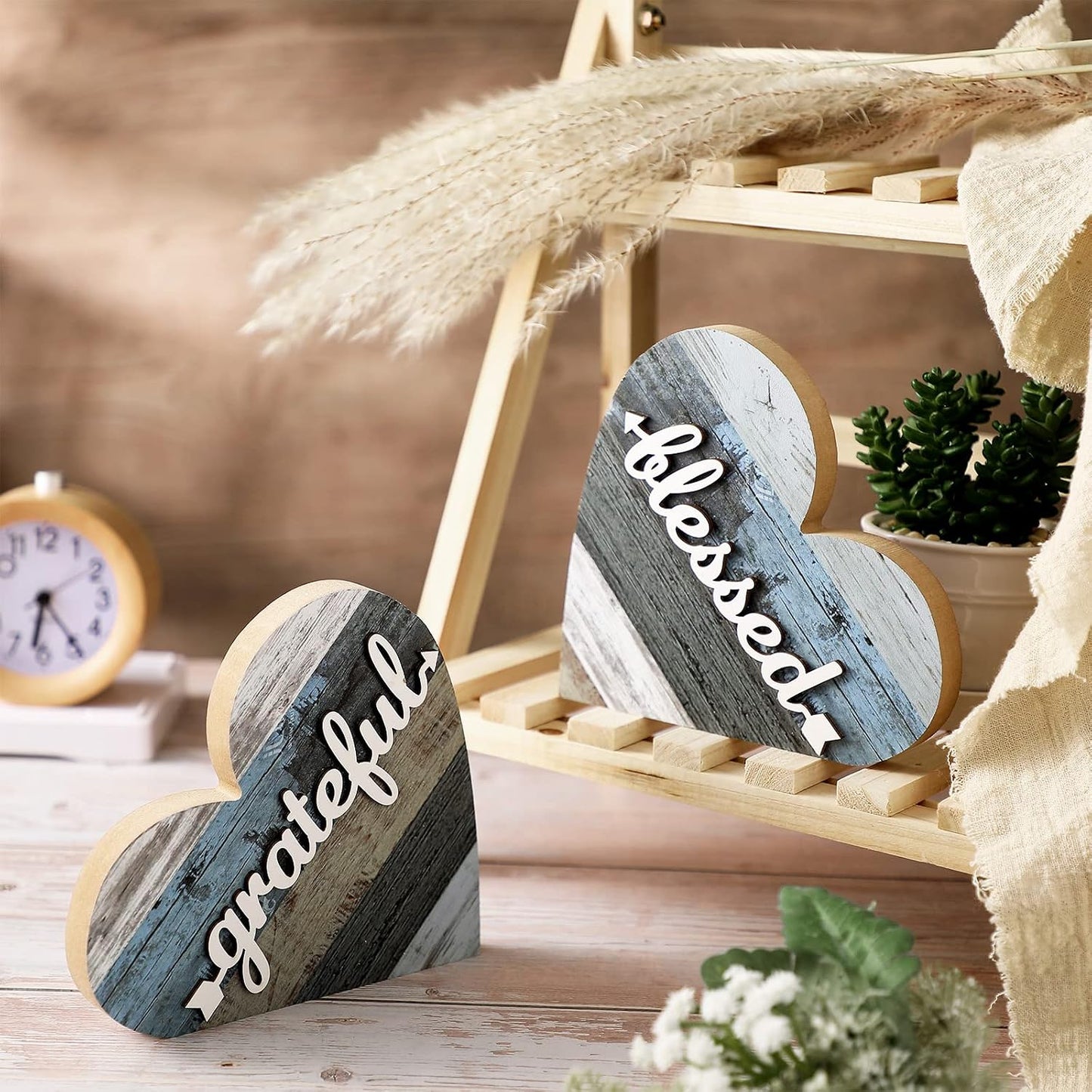 Farmhouse Knick Knacks Christian Table / Grateful Style / Set of 2