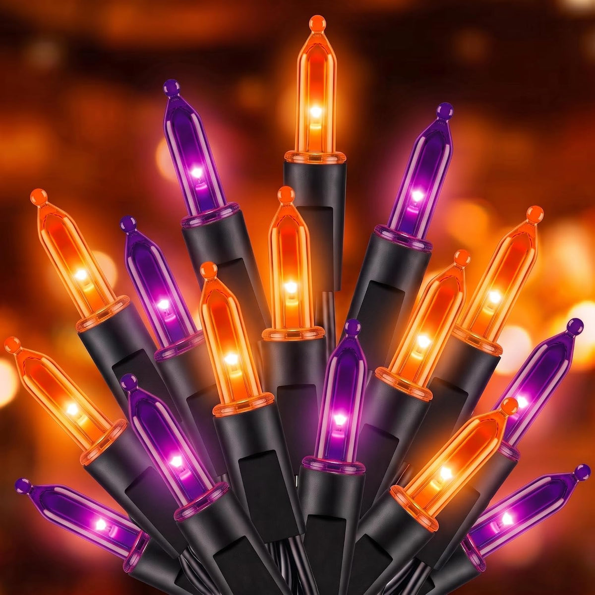 Orange and Purple LED Halloween Lights, 33 ft 100 LED Mini String Lights