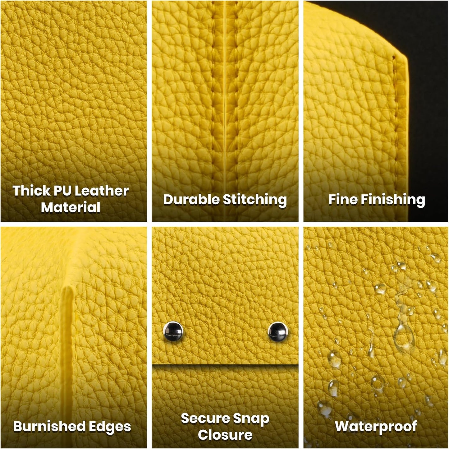 PU Leather Tissue Box Holder / Classic-textured Yellow / Set of 2