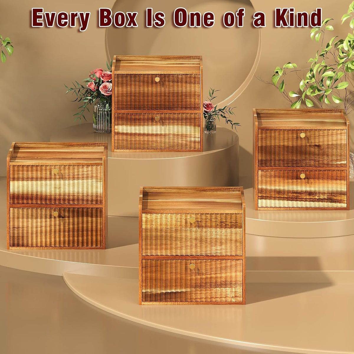 Trironsun Acacia Bread Box for Kitchen Countertop Wood Bread Storage Container Bin Double Layer BreadBox Farmhouse