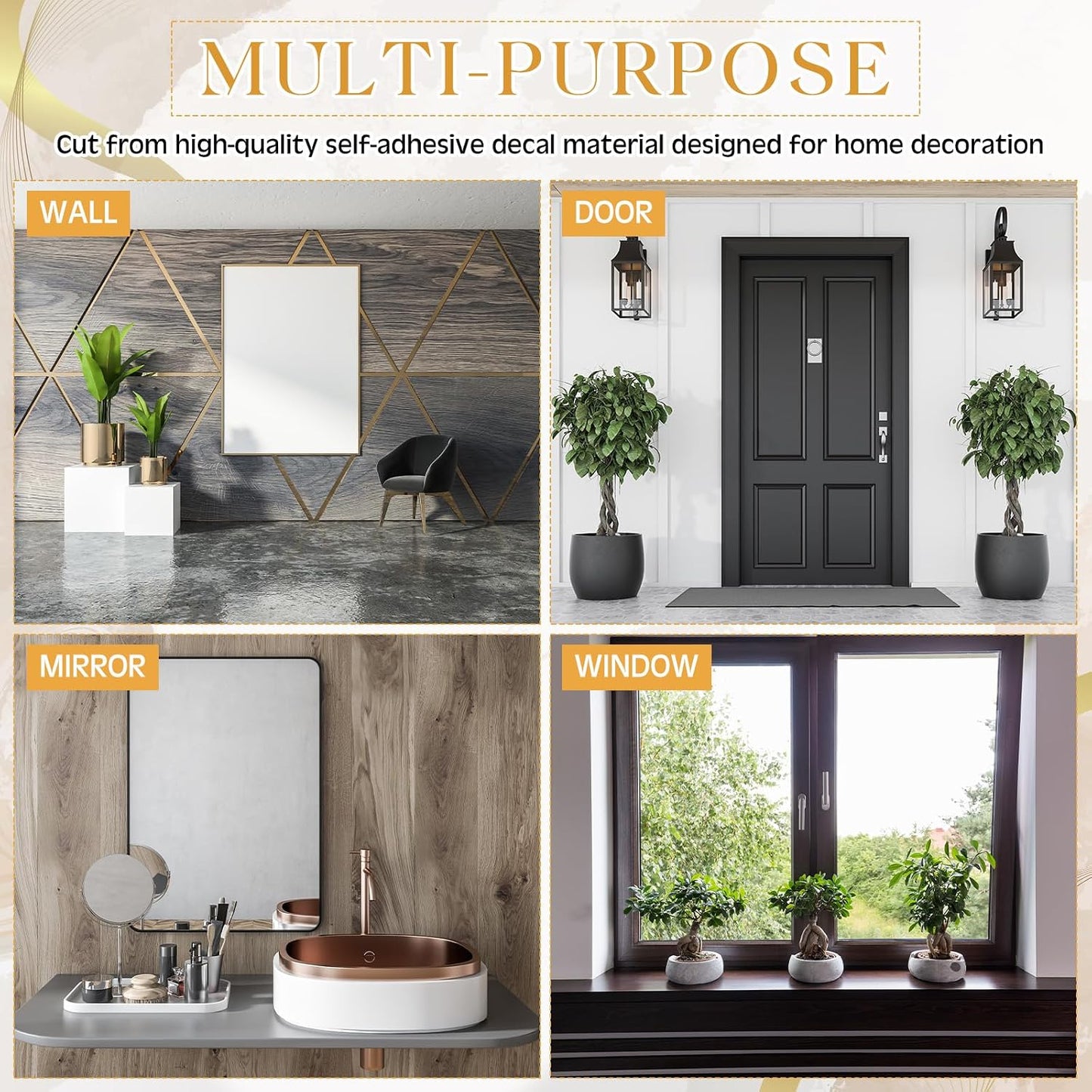 Wall Decals Peel and Stick Tape / Black / 70.8 x 1.2 / Set of 24