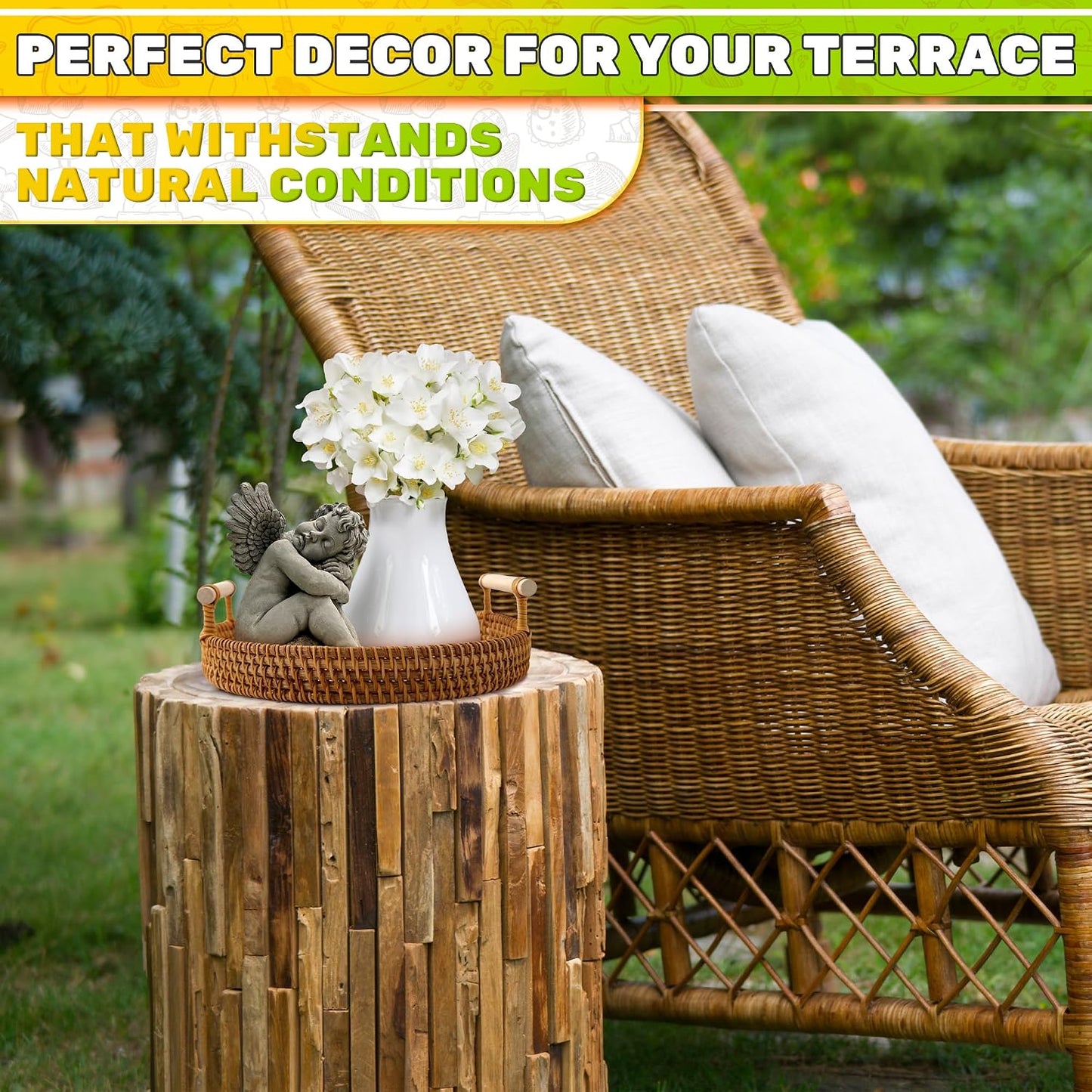 Round Rattan Tray / 8.7 Inch