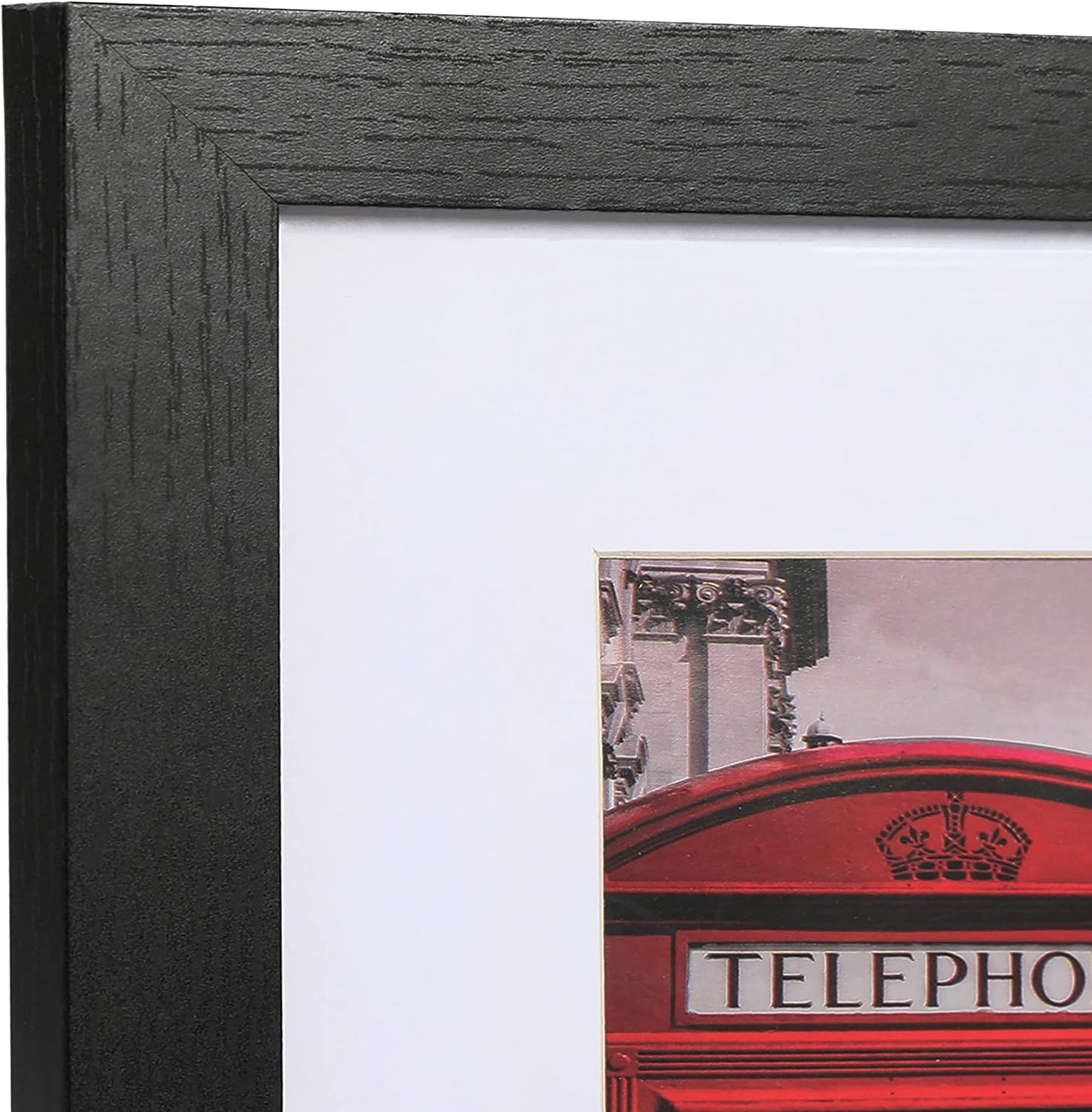 11x14 Picture Frame Set of 6, Wall or Tabletop, Black Woodgrain | Display 8x10 with Mat or 11x14 Without Mat