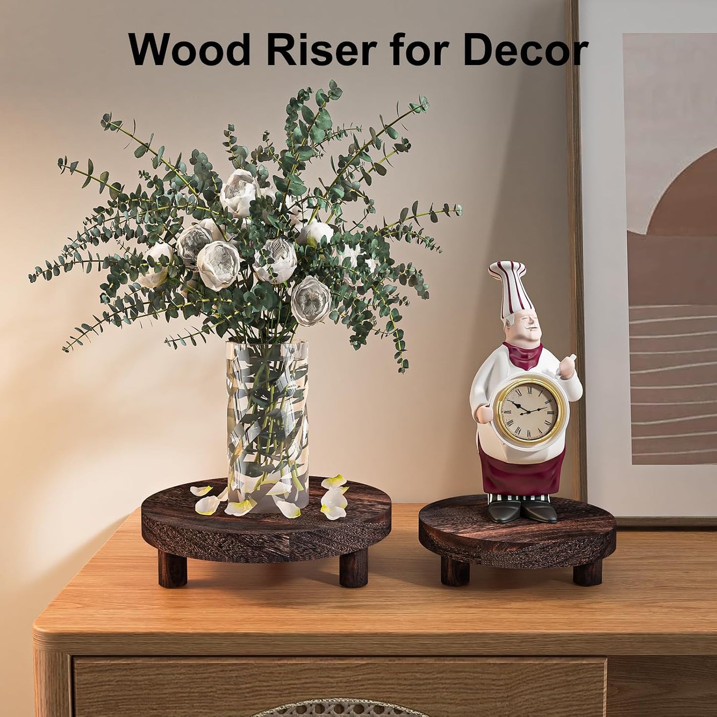 Wood Plant Stand Indoor Outdoor / Rustic Brown / Set of 3
