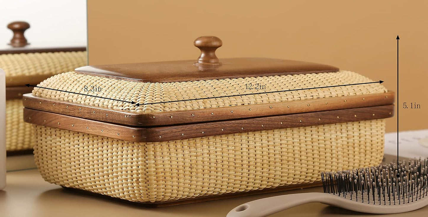 Lid Handmade Nantucket basket Cane staves finely-woven / Black Walnut Height5.1in