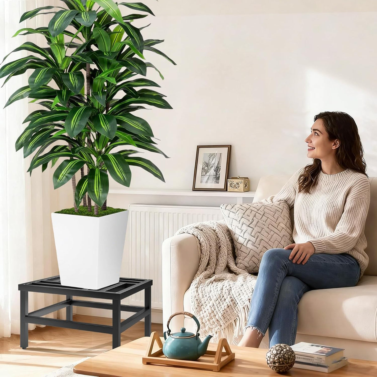 Plant Stand Indoor Outdoor, 2-Pack 18 Inch Heavy Duty Plant Stands Riser Metal Pedestal Stand for Large Flower Pot