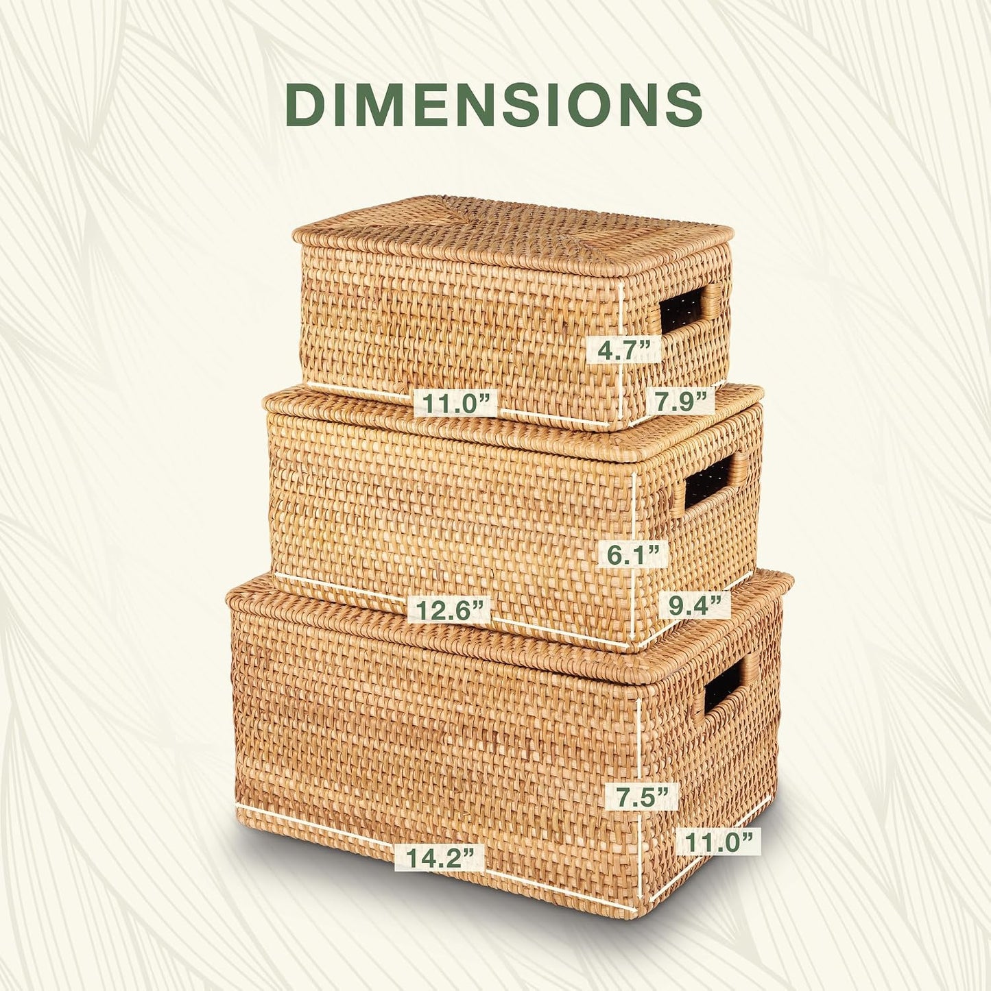 Baskets / Boxes for Decor / Rattan / Set of 3