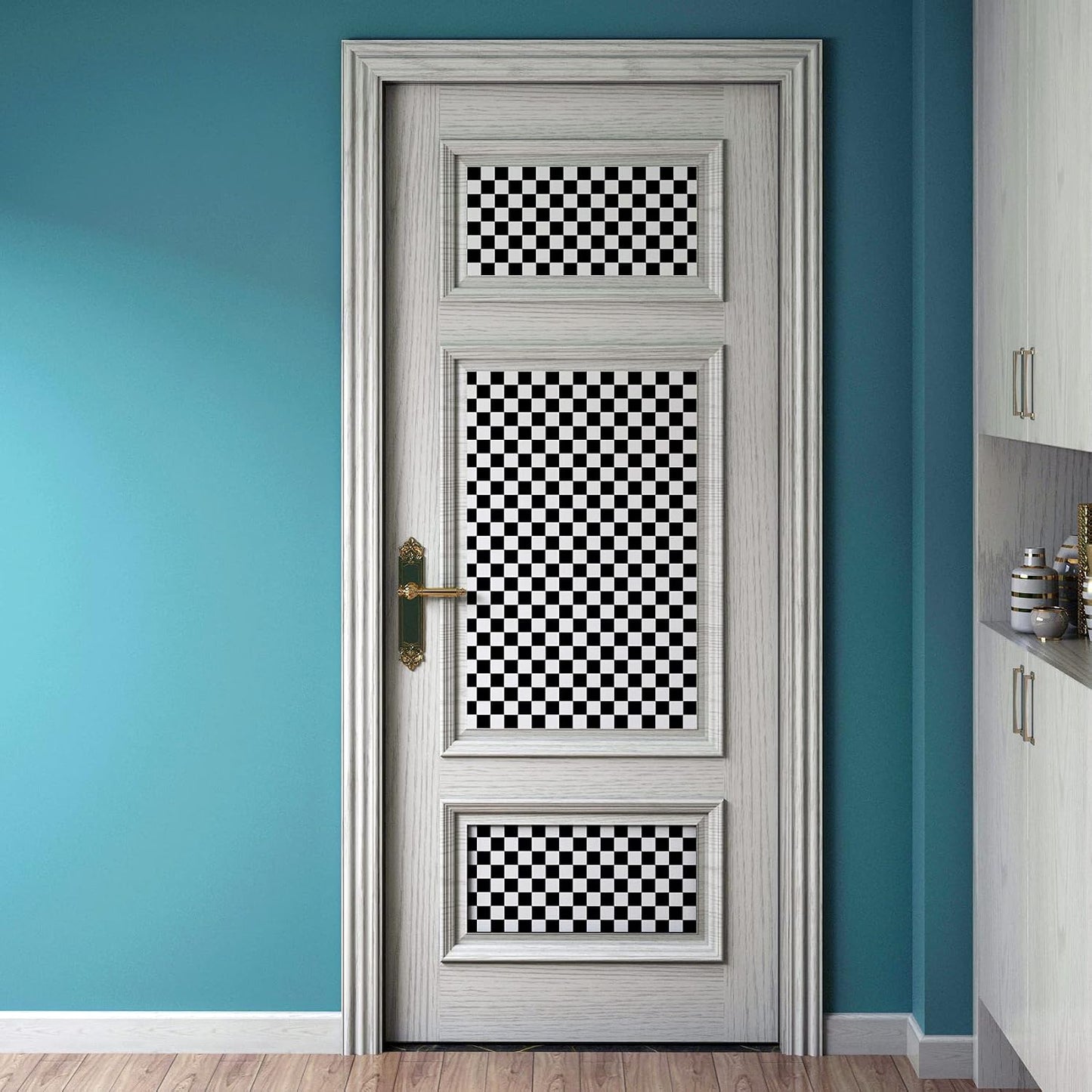 Thick Checkerboard Contact Paper Wide Black and White Checkered Wallpaper / 24 x 160 / Black/white