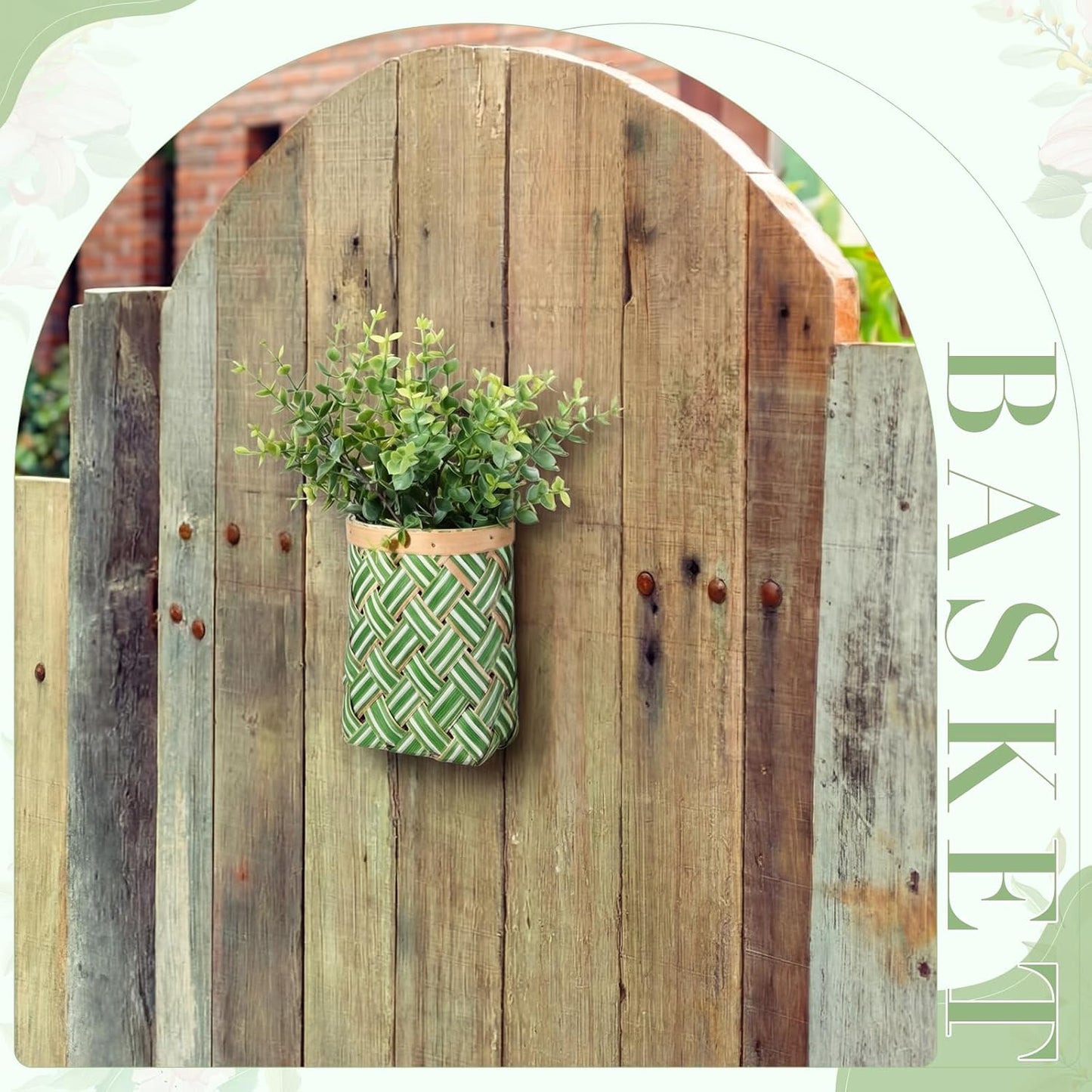 Small Wall Hanging Basket Woven Wood Storage Basket Hanging Rope / Sage Green / 6 Inch / Set of 3