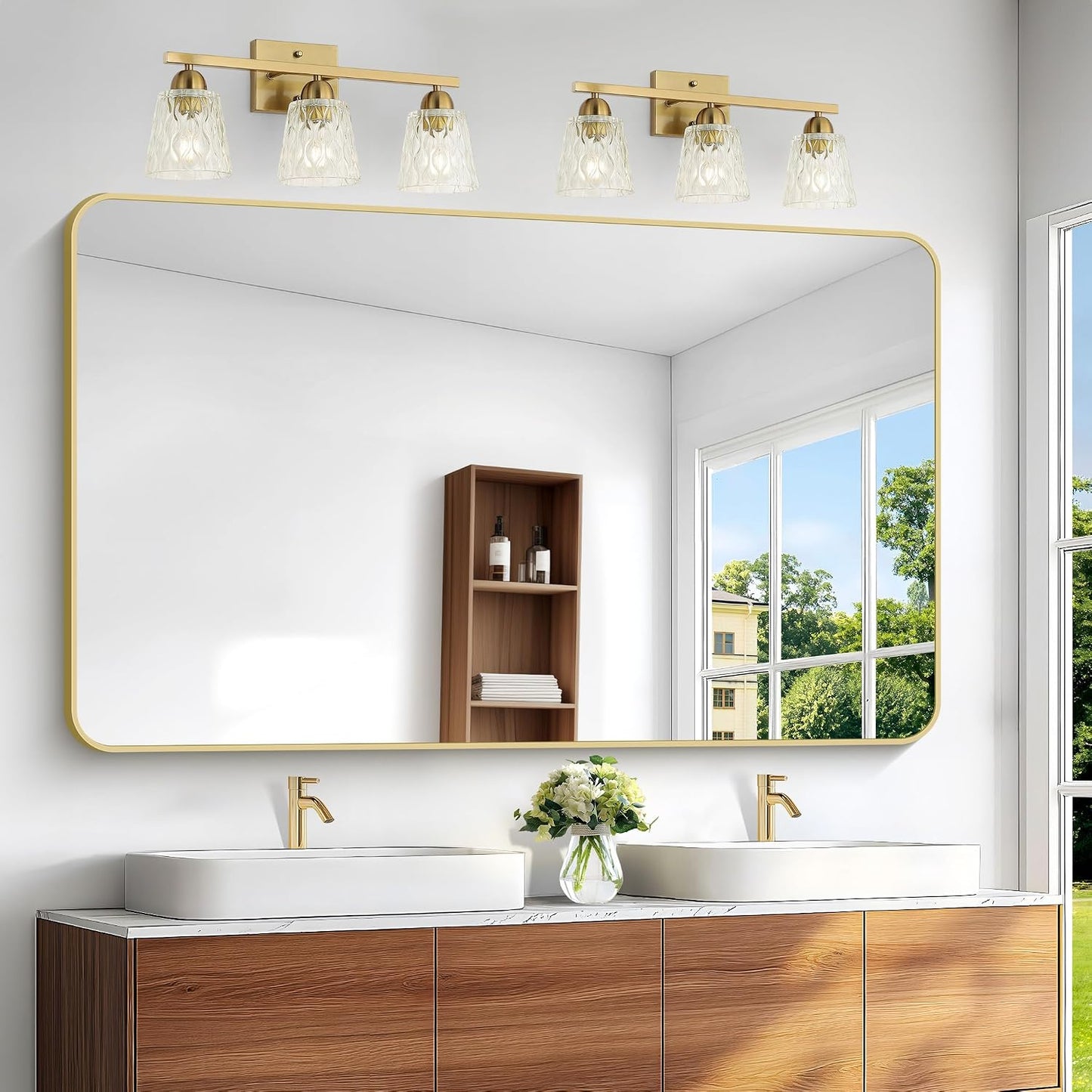 30 Inch Gold Round Bathroom Wall Mirror, Round Mirrors for Wall Decor, Circle Mirror for with HD Shatter-Proof Glass