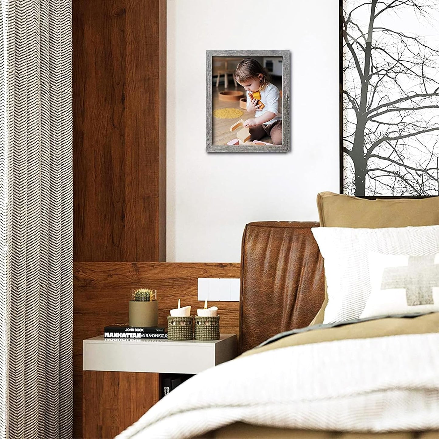 Muzilife 11x14 Shadow Box Picture Frame, 2.16 Deep, HD Glass, Texture Gray | FSC-Wood, Magnetic Door, Linen Interior &