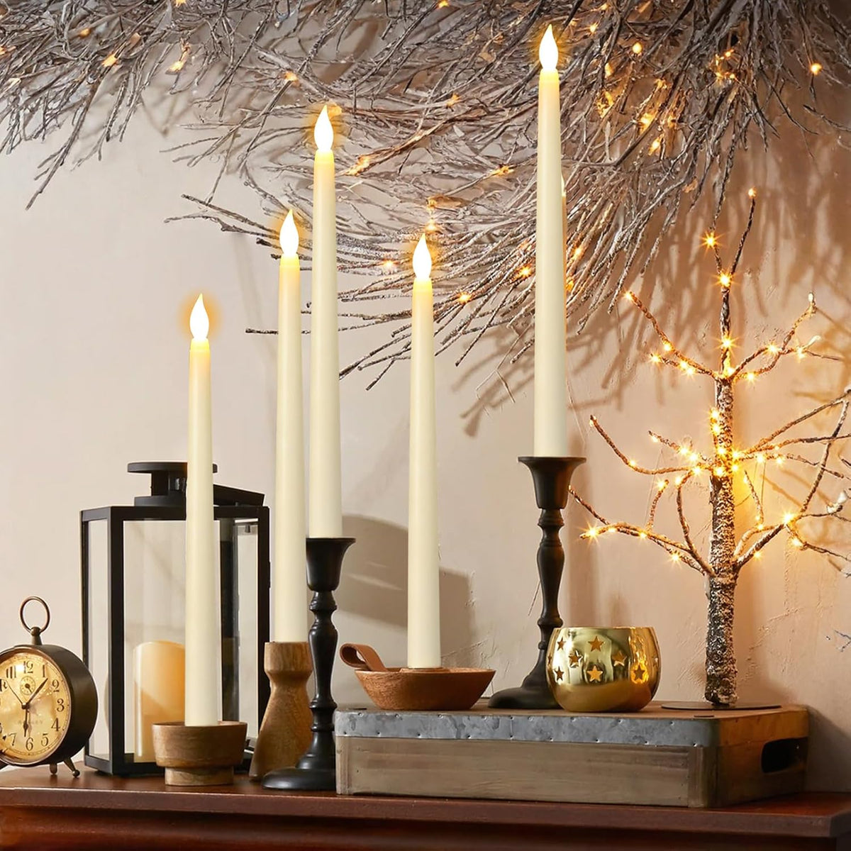 GenSwin 26 Pcs Flameless Taper Candles Battery Operated LED Candlesticks | Ivory, Tall Candle,Home Party Wedding
