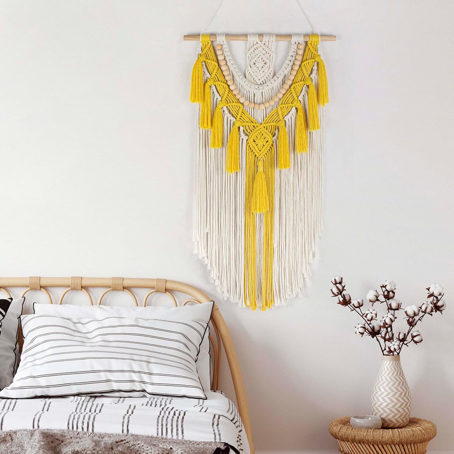 Macrame Wall Hanging Boho Wall Decor Handmade Woven Tapestry / Yellow