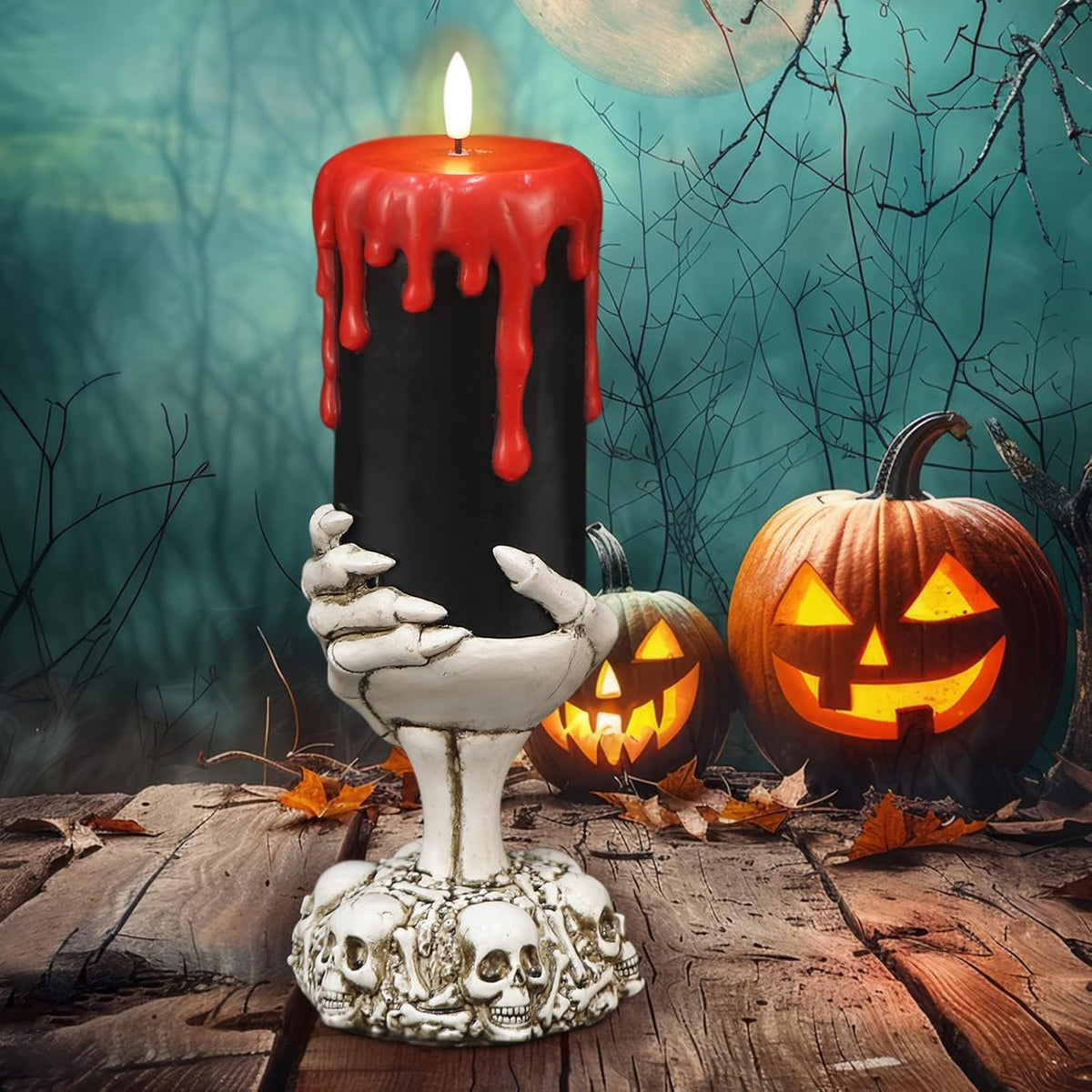 Eldnacele Black Flameless Pillar Candle Battery Operated with 6 Hour Timer