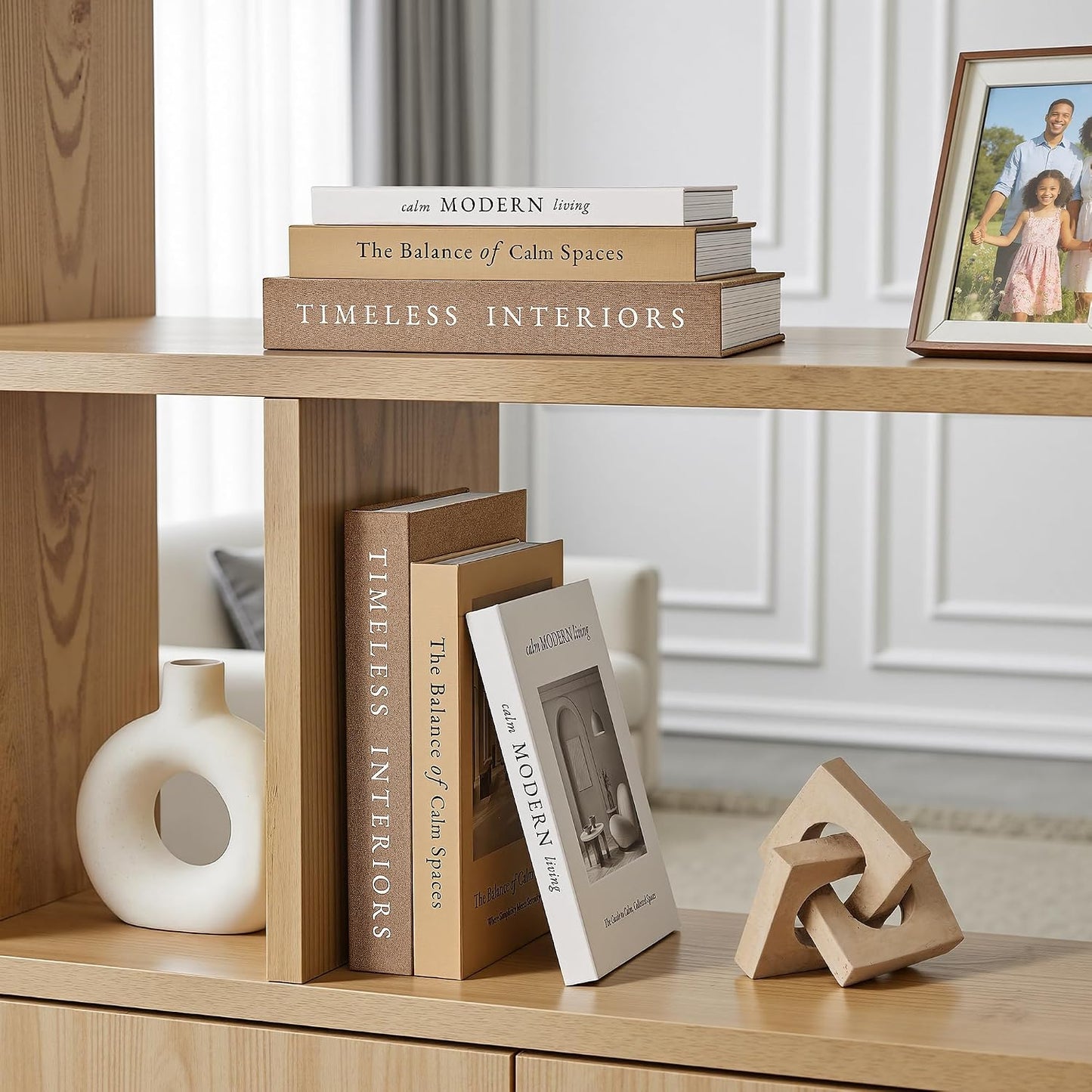 Decorative Books / Stackable Fake Books / Oatmeal-beige-apricot / Set of 3