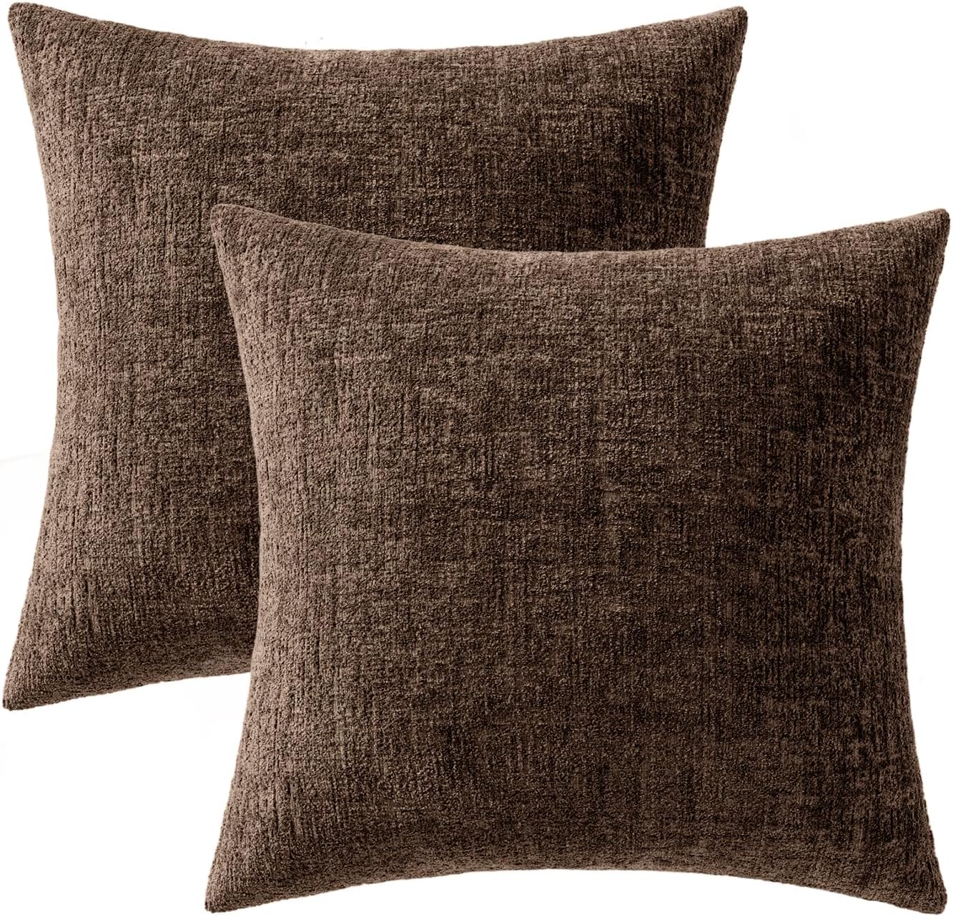 Decorative Throw Pillow Covers Couch Pillow Covers Soft Textured / 18 x 18 / Brown / Set of 2
