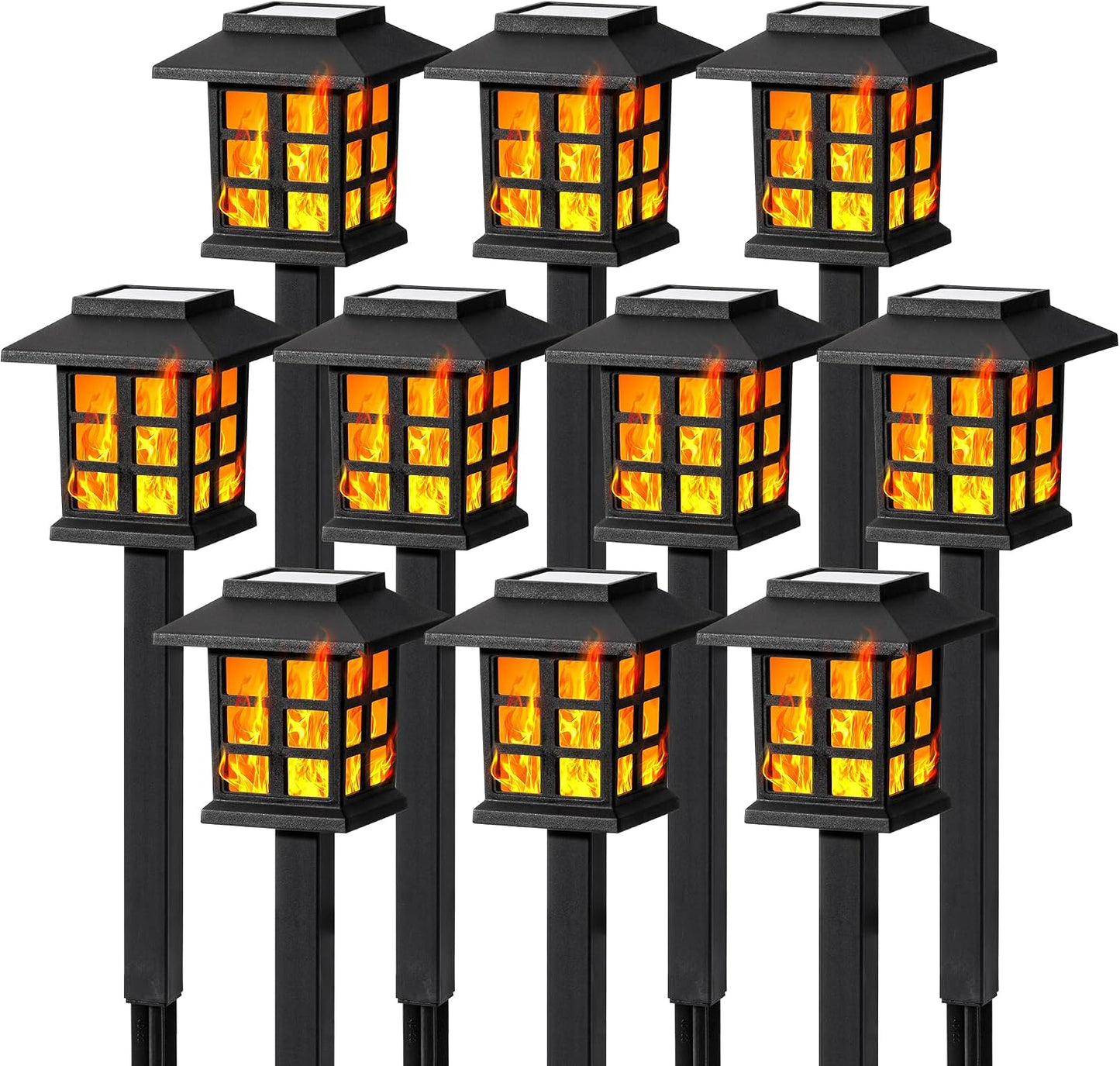 GIGALUMI Solar Lights Outdoor Waterproof 10 Pack, LED Garden Decor