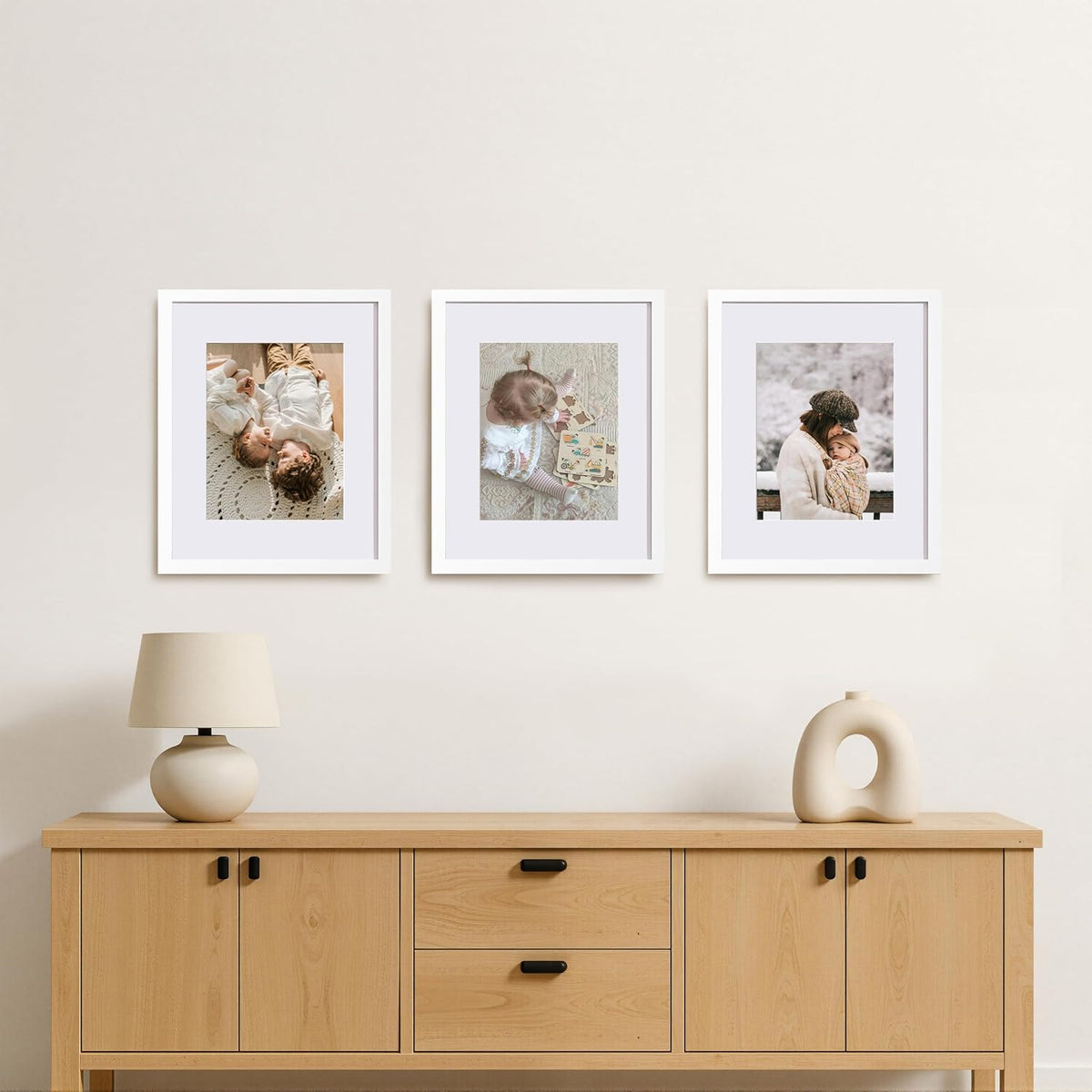 eletecpro 16x20 Picture Frames, Acrylic Cover, White, Set of 5 | Display Photo 11x14 with Mat or 16x20 without
