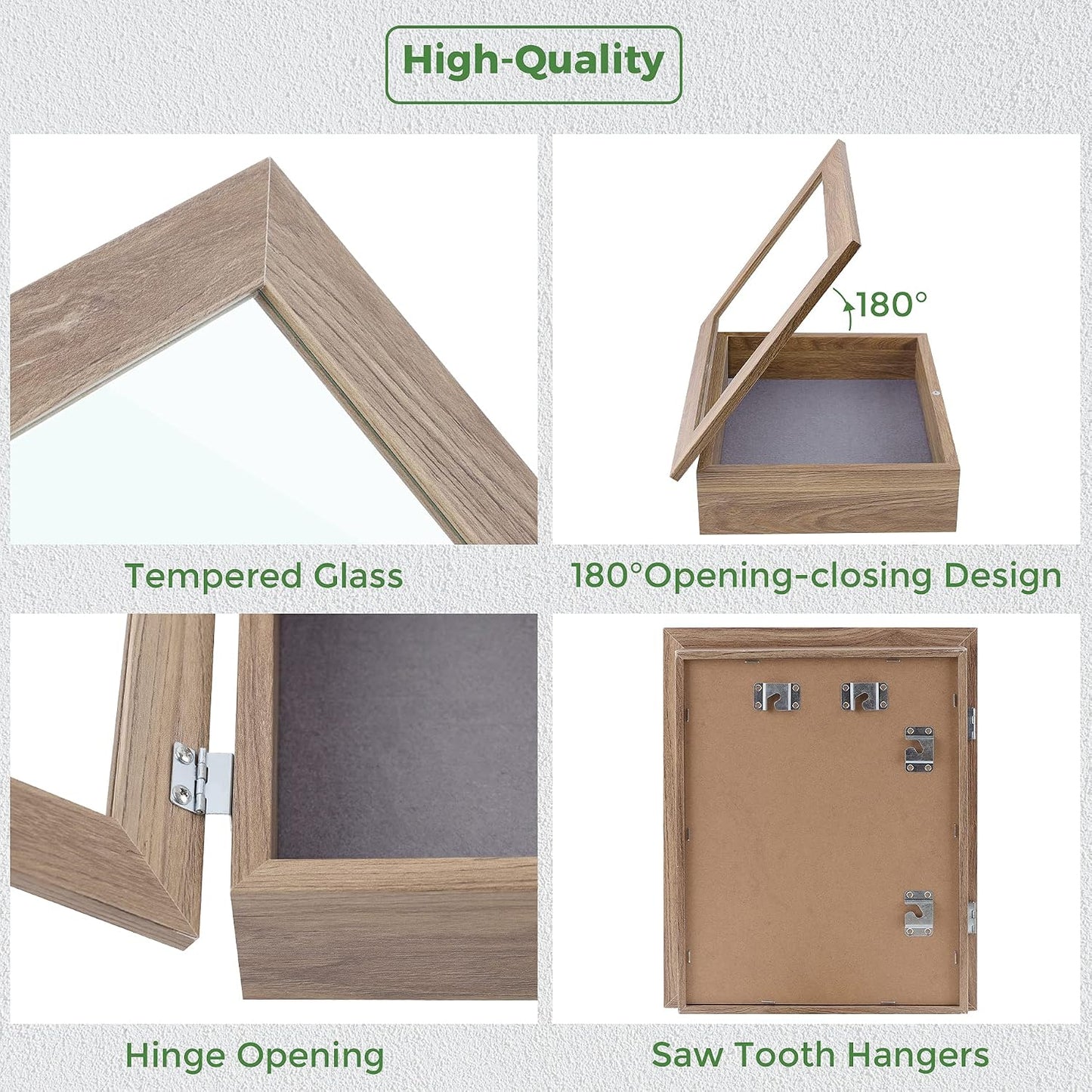 Frametory 8.5x11 Shadow Box Frame Display Case, 2-inch Depth (Tan, 4 Pack) | Strengthened Glass Cover, Display Box for