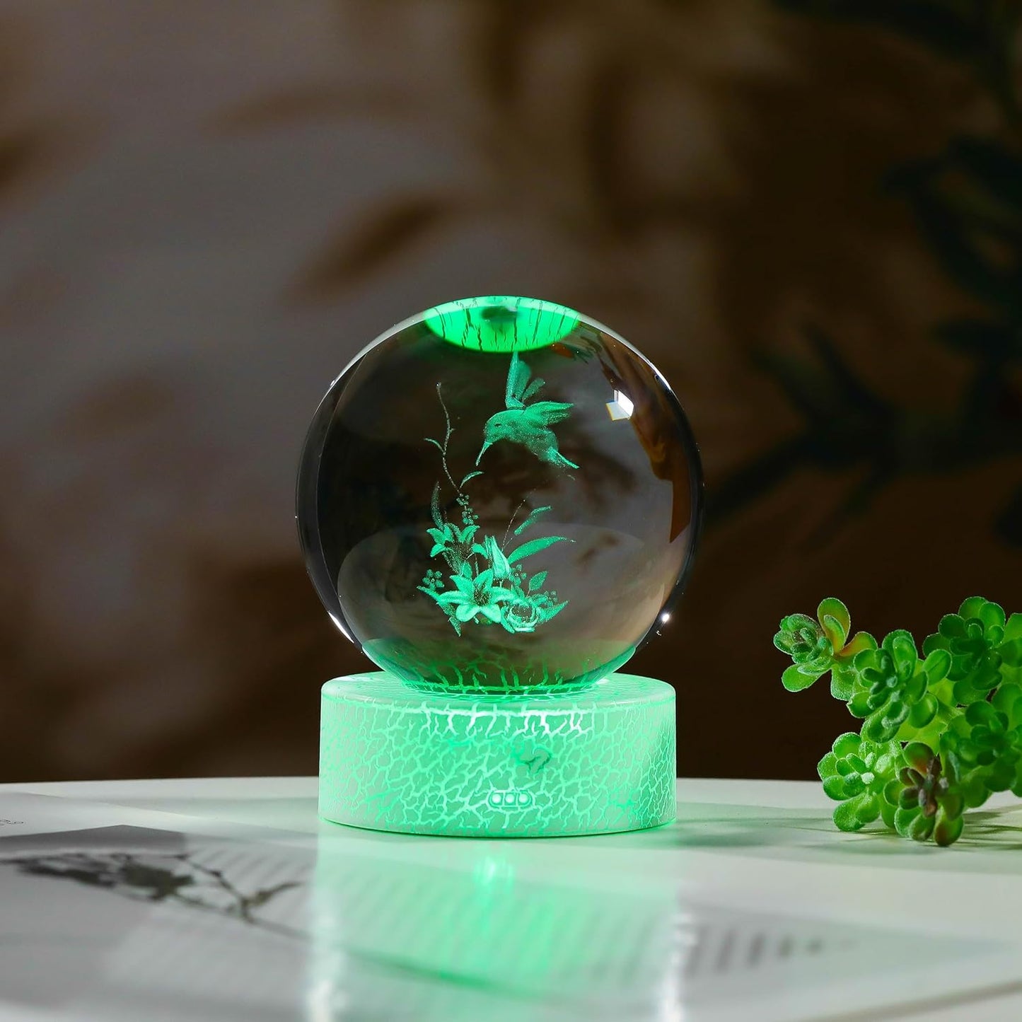 Hummingbird Figurines Decor Glass Animals Figurine Hummingbird / 80mm-hummingbird with Lily