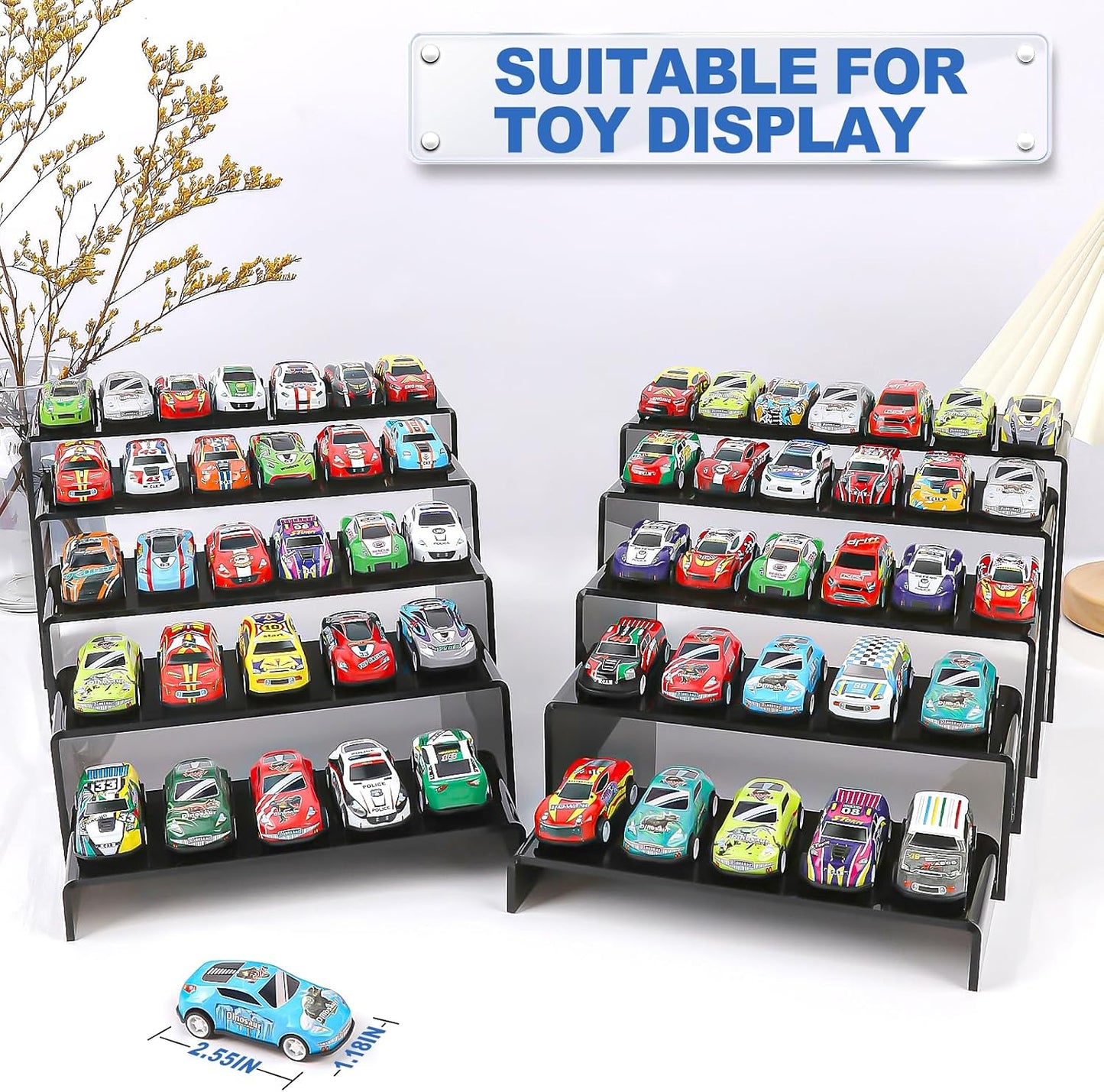 Aheroi Acrylic Risers Display Stands, Acrylic Stands for Display 10Pcs 2Set | Arylic Display Stands Shelf Riser, Black