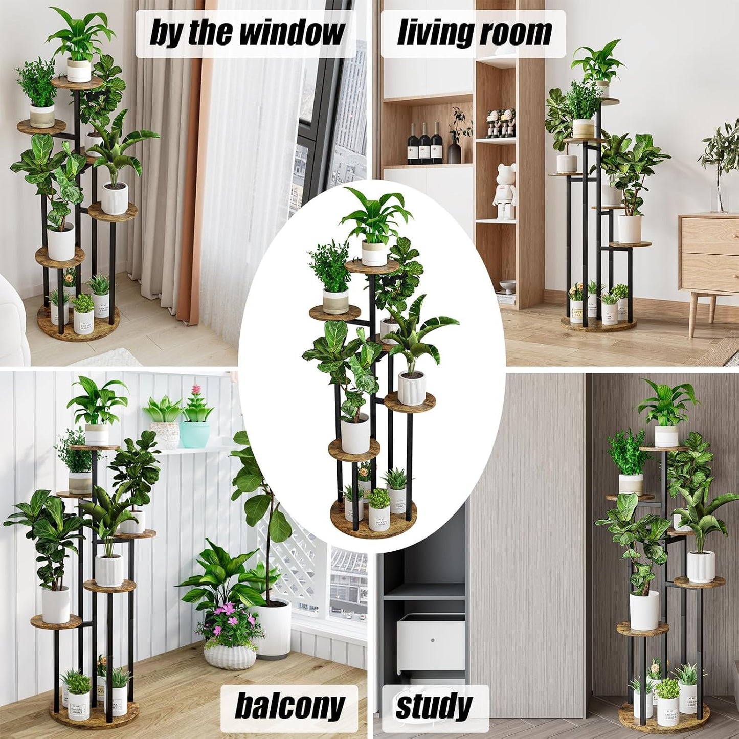 INGIORDAR 6 Tier Plant Stand Indoor Corner Tiered Holder Shelf Display Rack | Multiple Plants with MDF Top Board Metal