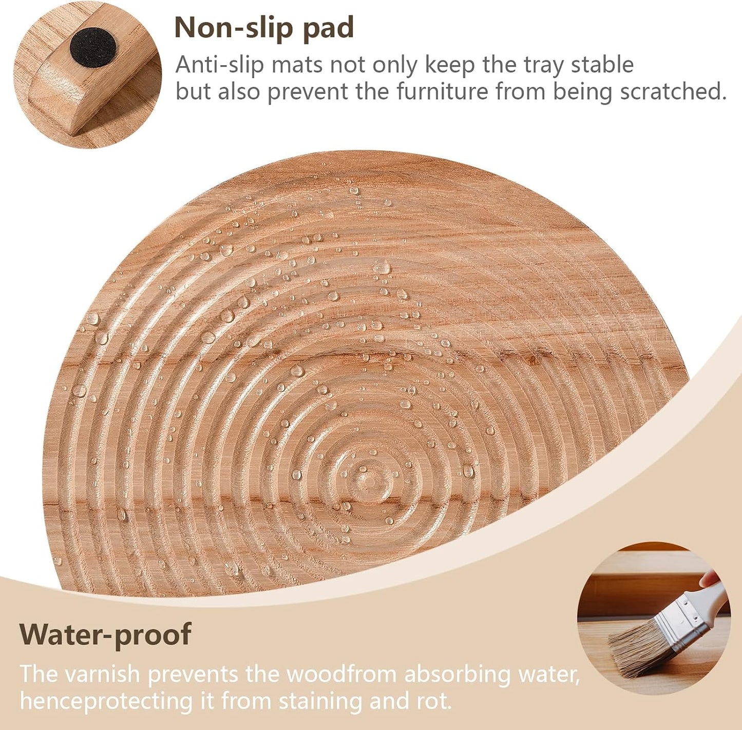 Round Decorative Tray Farmhouse Bathroom Decor Wood Riser Kitchen Countertop / Burlywood / Set of 10