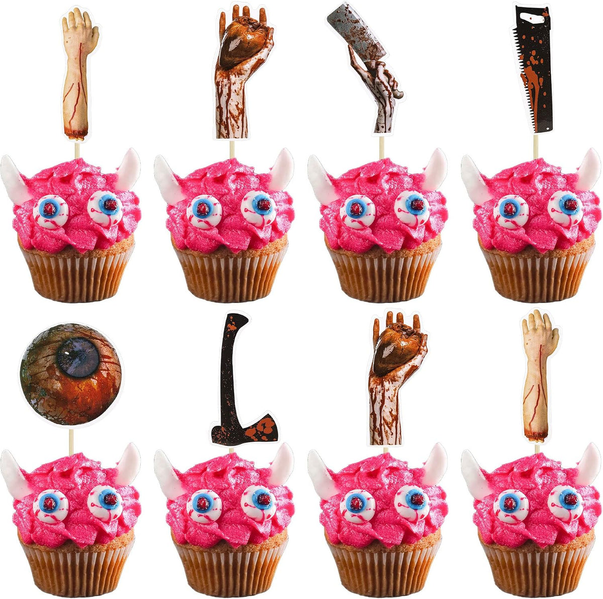 Gyufise 36Pcs Horror Halloween Cupcake Toppers