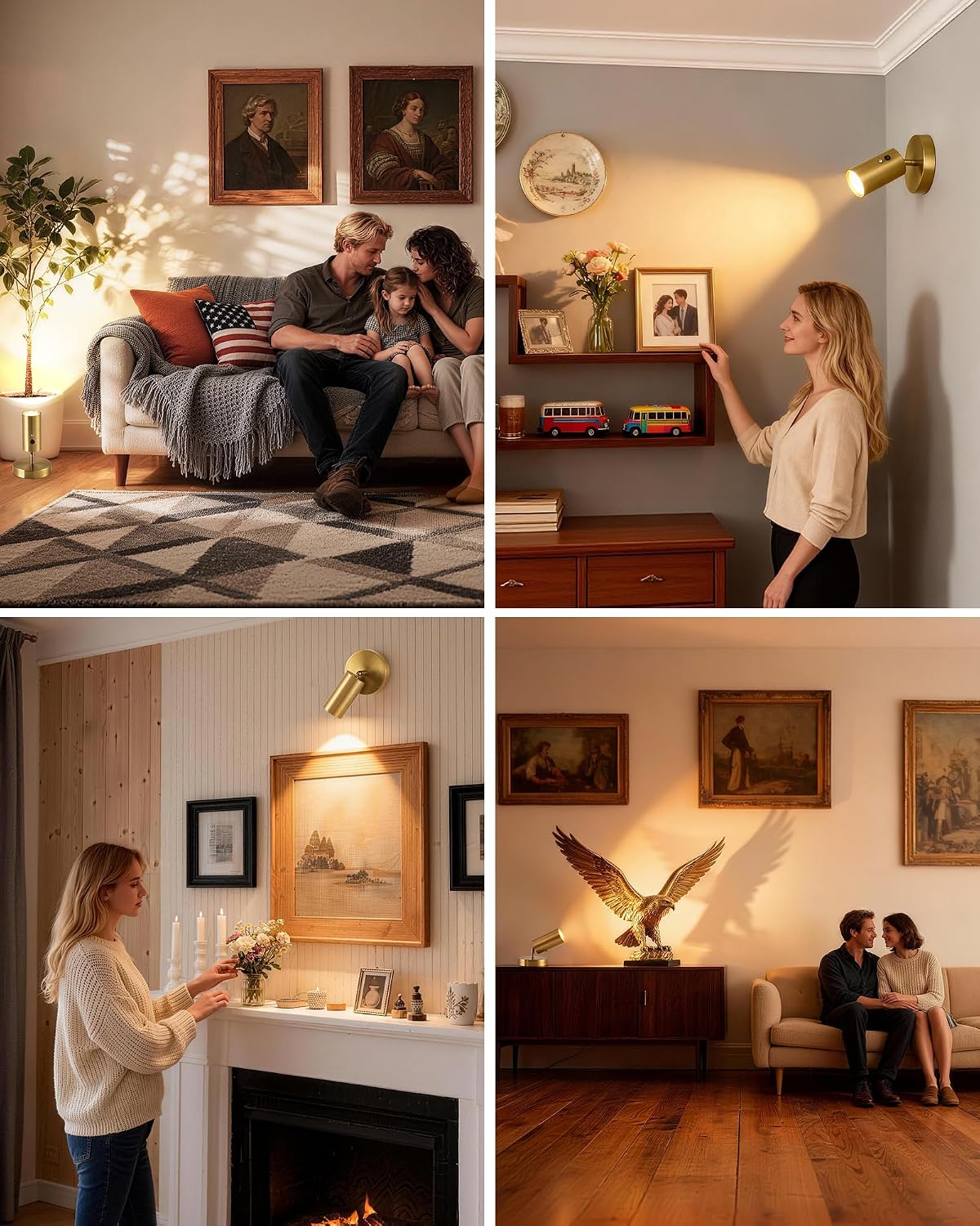 2 Pack Gold Wireless Led Spotlights Indoor with Remote, 8000mAh Cordless Battery Operated Plant Uplights, Rechargeable