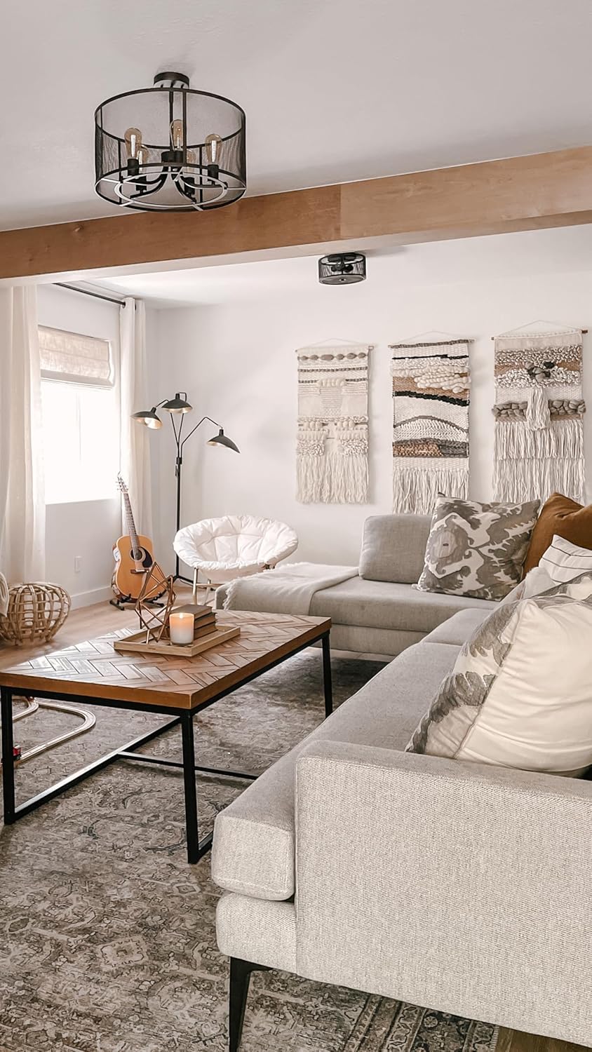 SAFAVIEH Home Collection Sedona Saraj Boho Tribal /Grey Wool & Jute Woven Tapestry Hanging / Ivory
