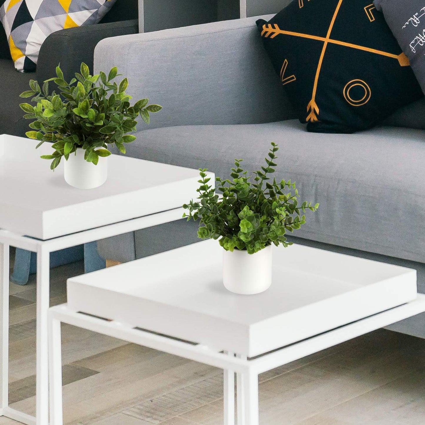 Mini Fake Plants Small Faux Plant Eucalyptus Rosemary Greenery / Faux Green Plants-2 / Set of 2
