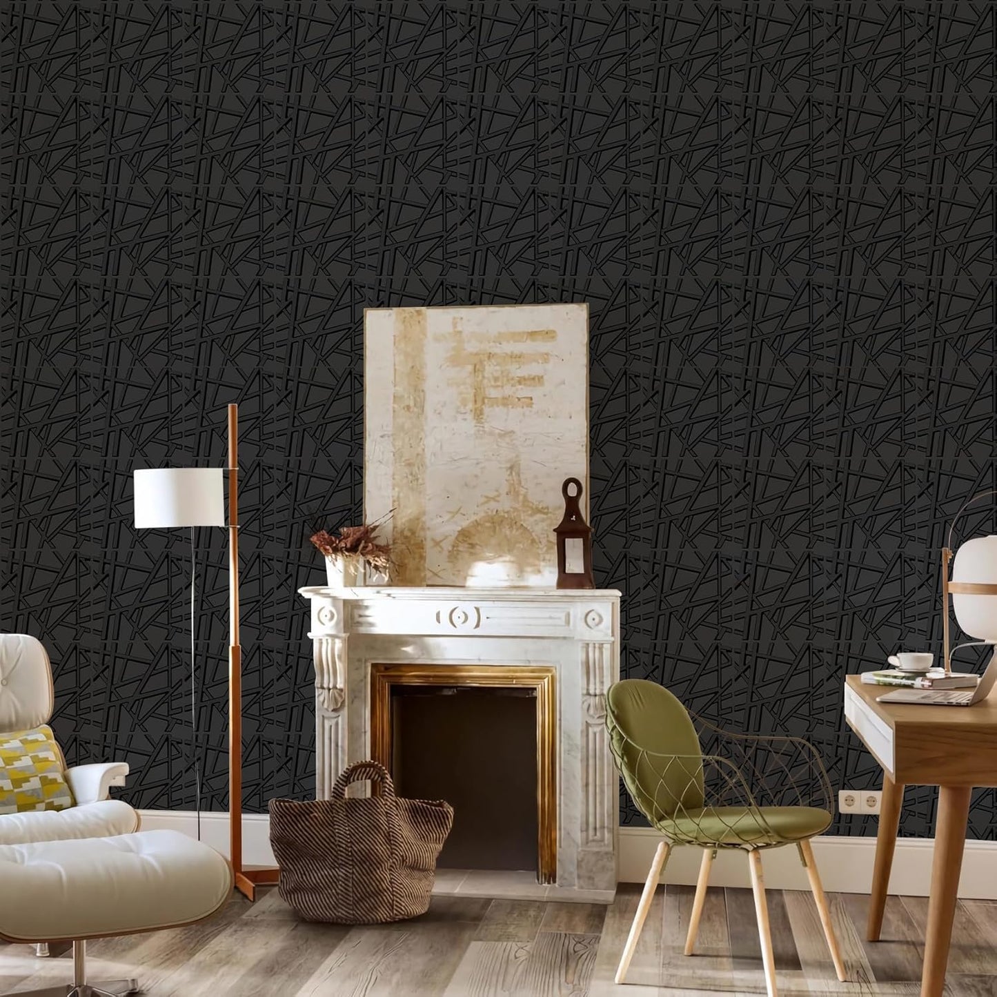 LEVOWAY 33 Pack 3D Wall Panels for Interior Wall Decor, 11.8''x11.8'' Black Accent Textured Wall Panels, Wall Covering