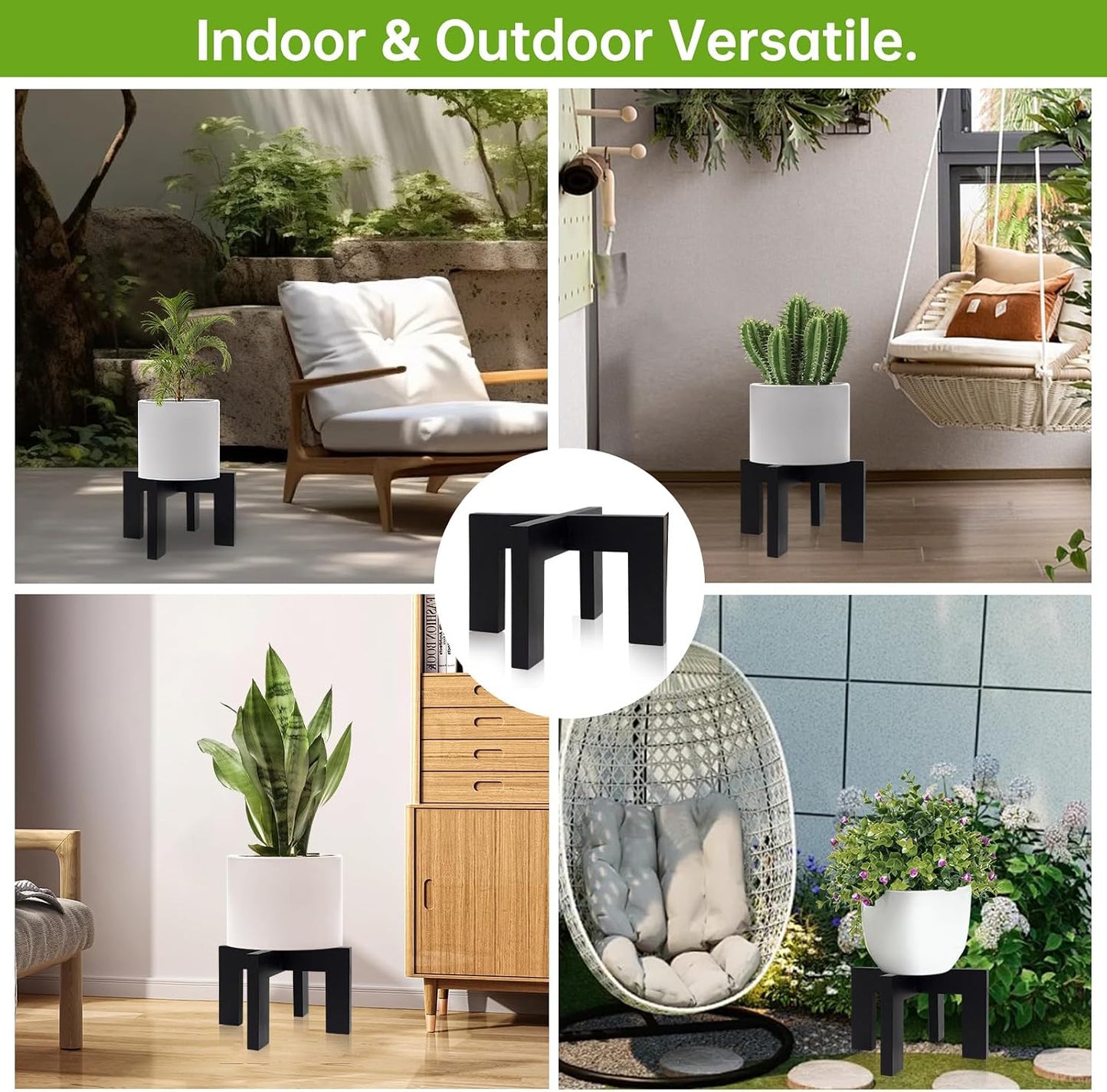 2 Pack Wood Plant Stand Indoor Holders for Plants, Sturdy Flower Pot Stands Plants Shelf, Wooden Stool for Patio Plant