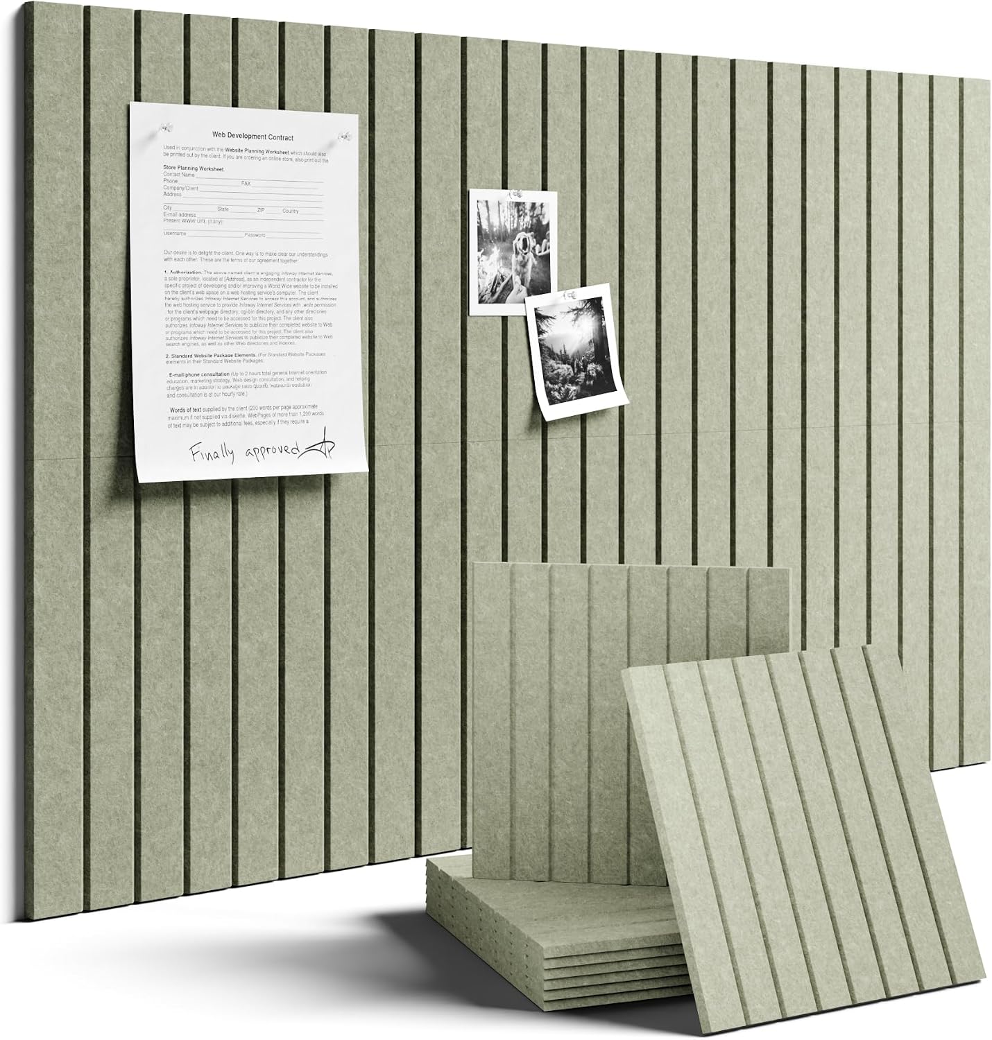 Fluxynara 36" x 24" Large Felt Bulletin Board, Sage