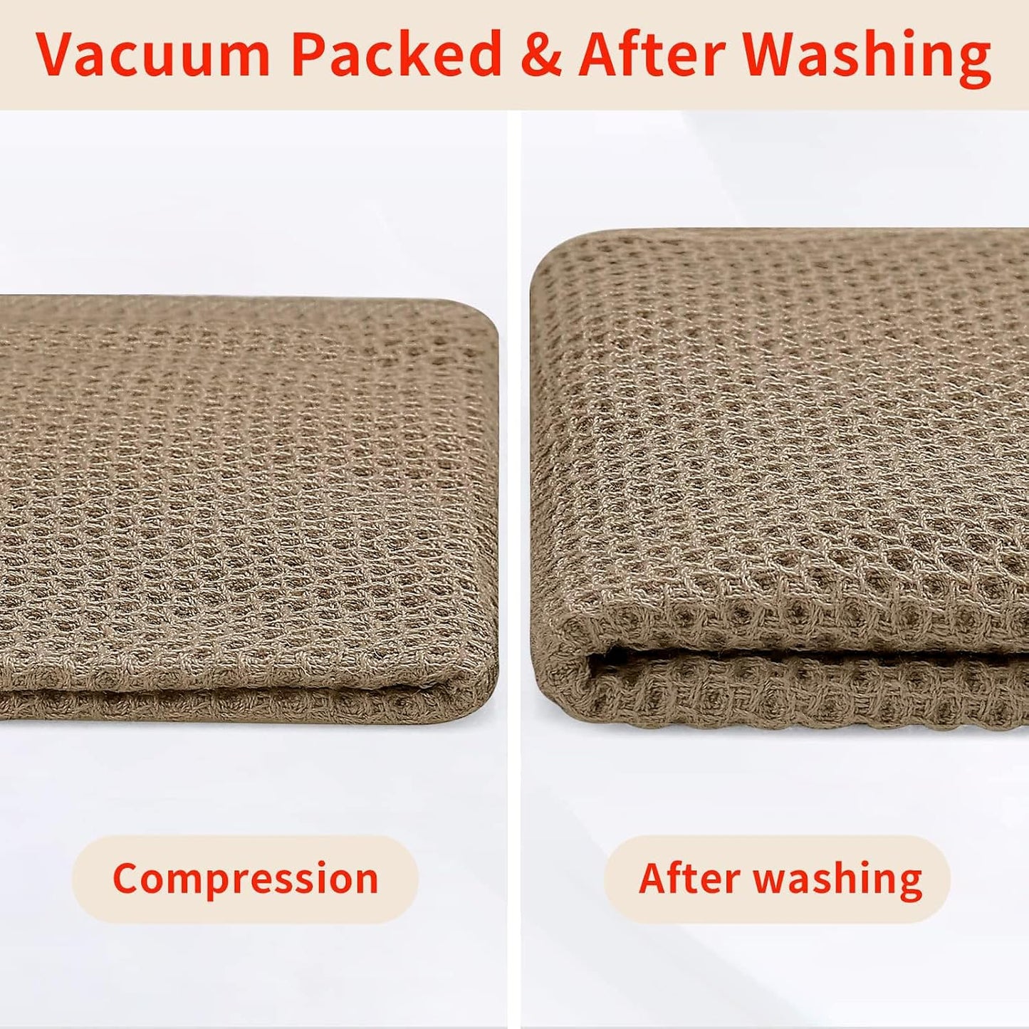 Homaxy 100% Cotton Waffle Weave Kitchen Dish Cloths 12-Pack, Tan | 12 x 12 Inches, Ultra Soft Absorbent Dish Towels