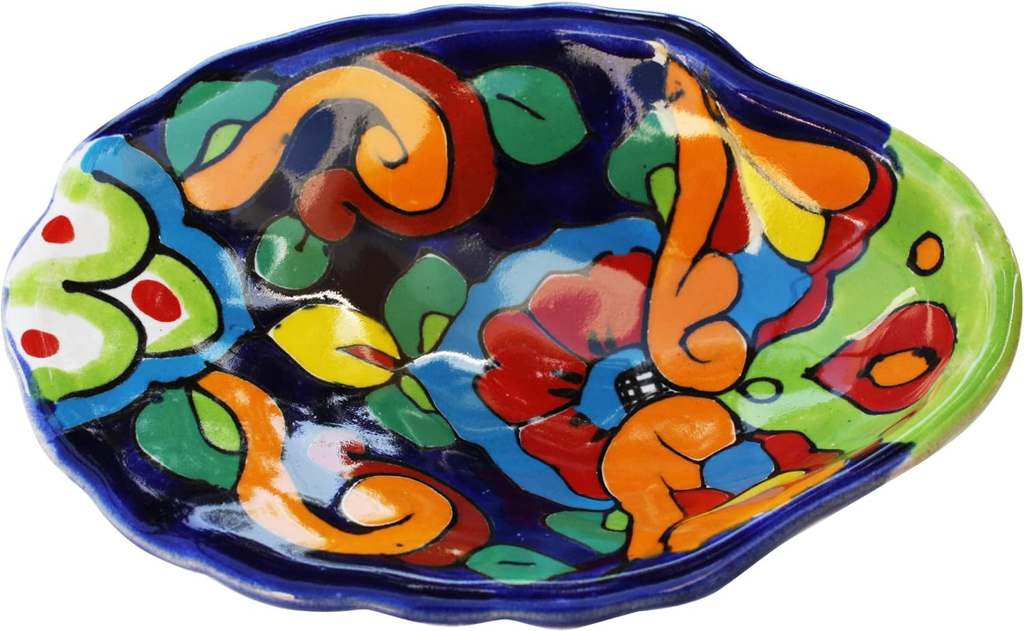 Mexican Talavera Rainbow Oyster Soap Dish