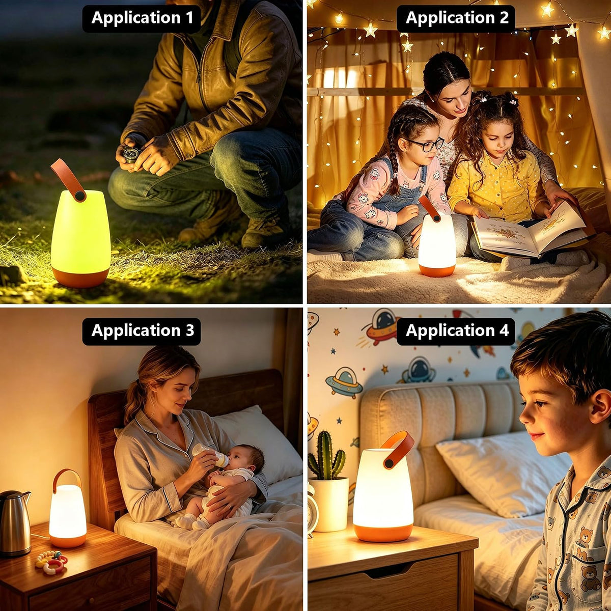 2-Pack Portable Outdoor Table Lamp,USB Rechargeable and RGB Light | IP44 Waterproof, Remote Control,Portable with