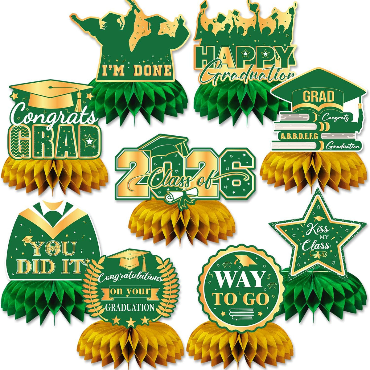 Graduation Table Decorations Class of 2026, 9Pcs Graduation Centerpieces