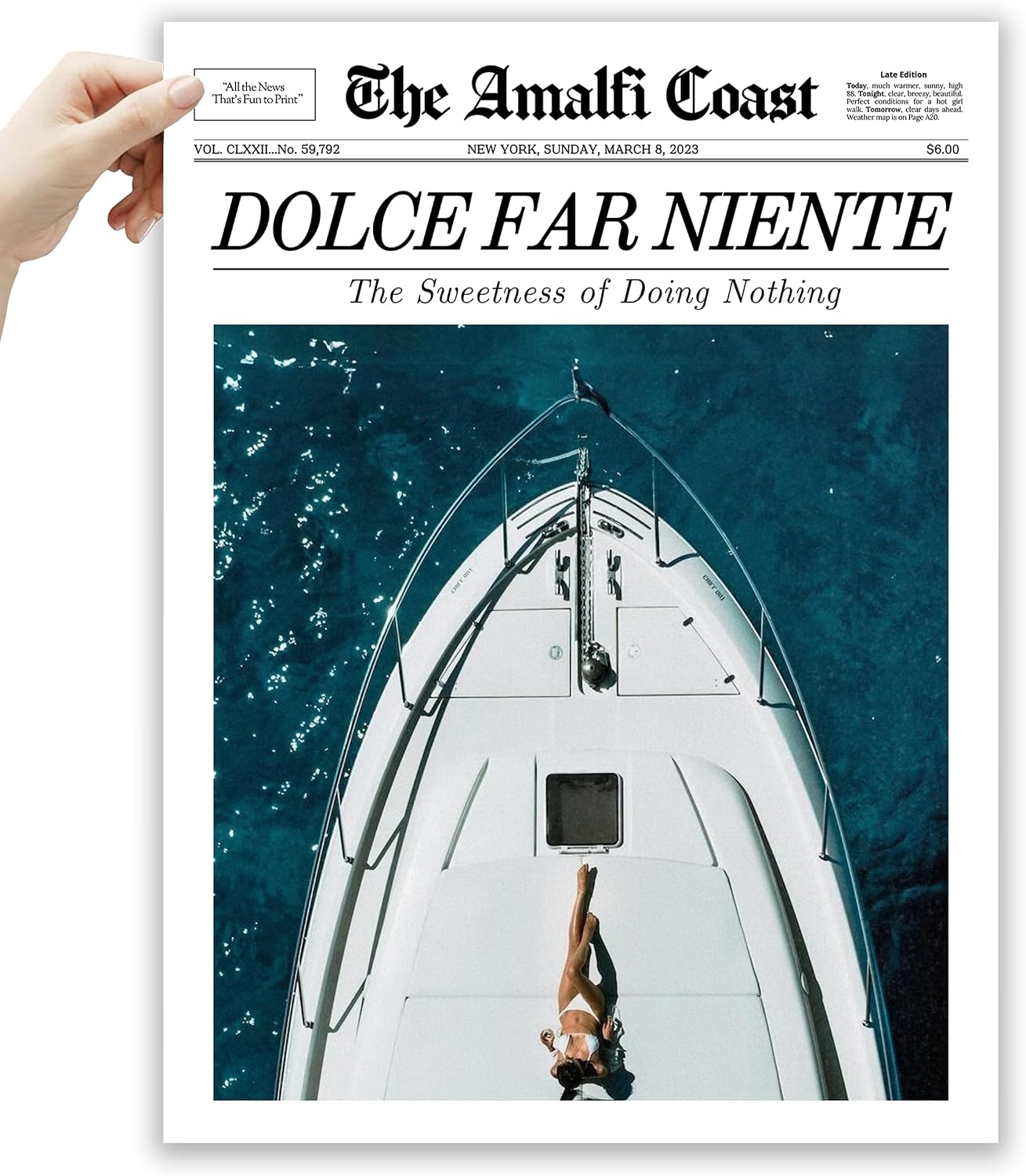 EcoHest 12x16 in Dolce Far Niente Newspaper Canvas Art
